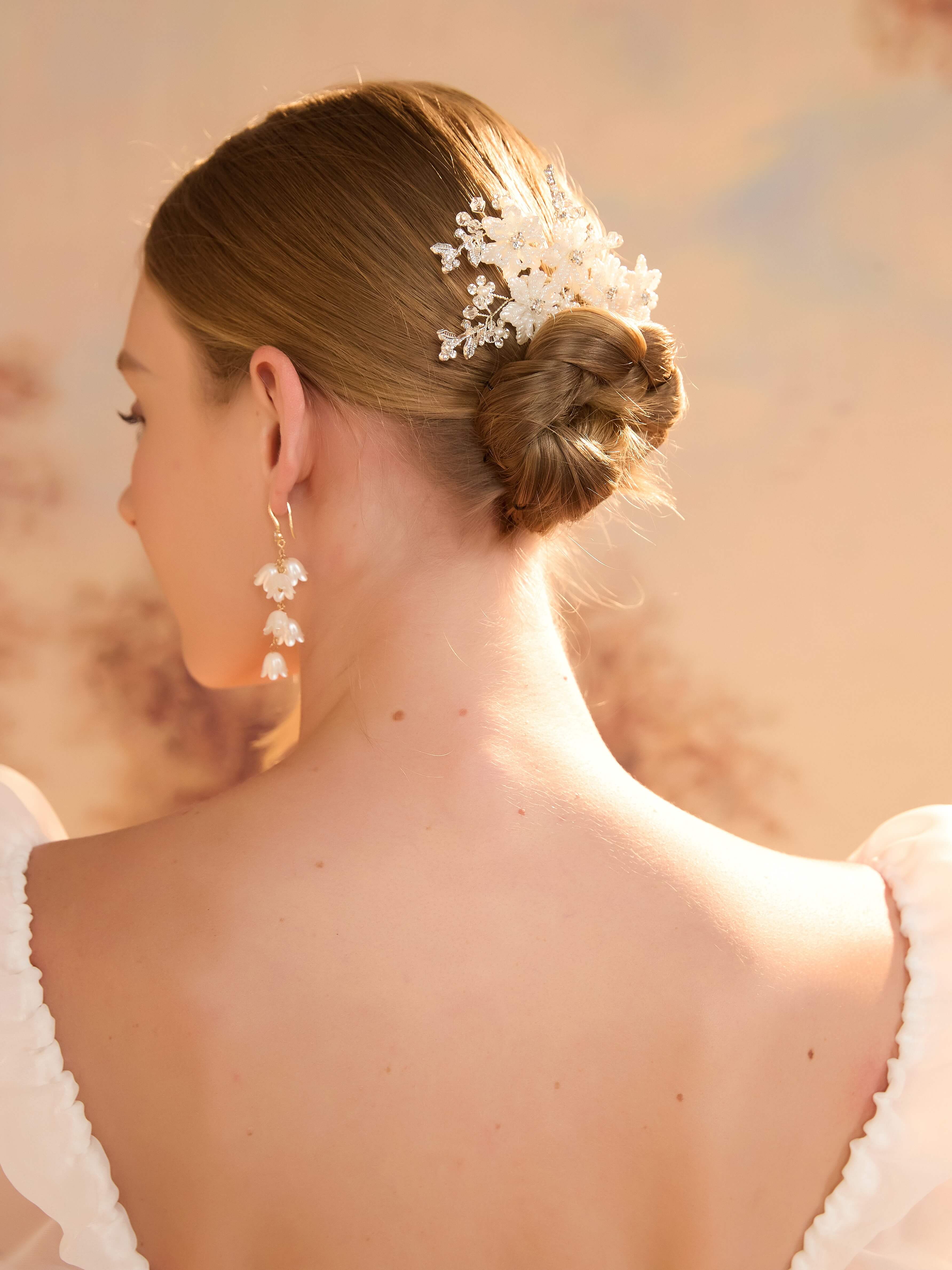 White Lily of the Valley Drop Earrings