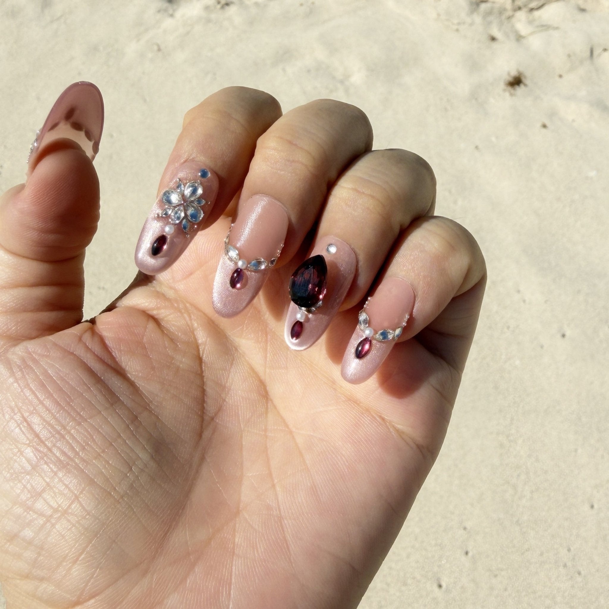 Midnight Garnet Nail SetJewelryBlossomuniqueflowerearringsgiftforhermothergiftdaughtergiftbirthdaygiftanniversarygift