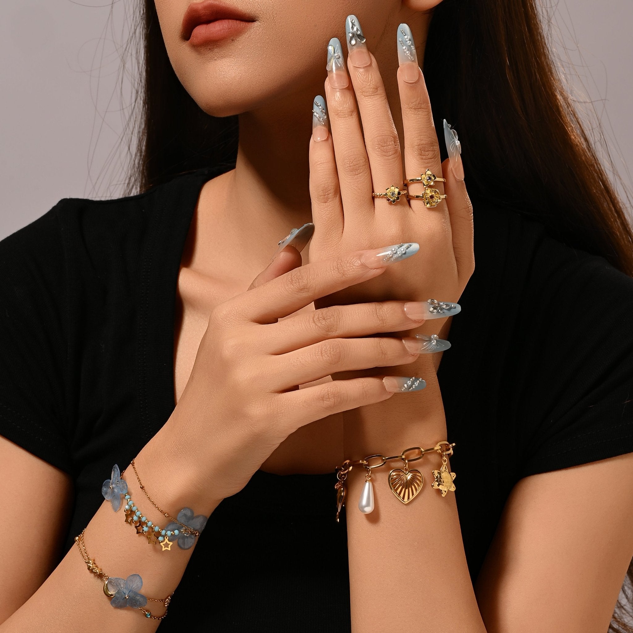 Moonlit Garden Iridescent Nail SetJewelryBlossomuniqueflowerearringsgiftforhermothergiftdaughtergiftbirthdaygiftanniversarygift