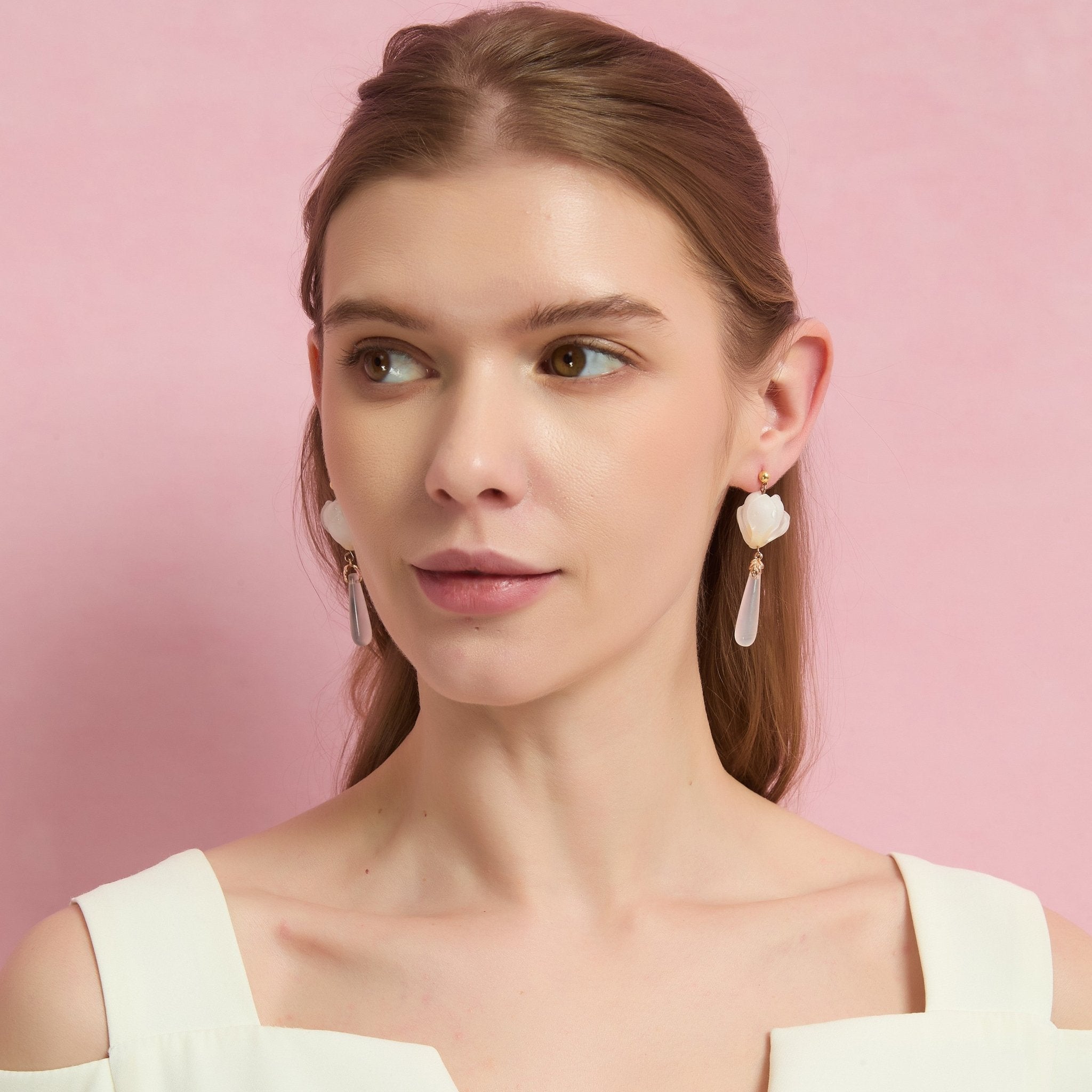 Moonlit Magnolia Drops EarringsEarringsJewelryBlossomuniqueflowerearringsgiftforhermothergiftdaughtergiftbirthdaygiftanniversarygift