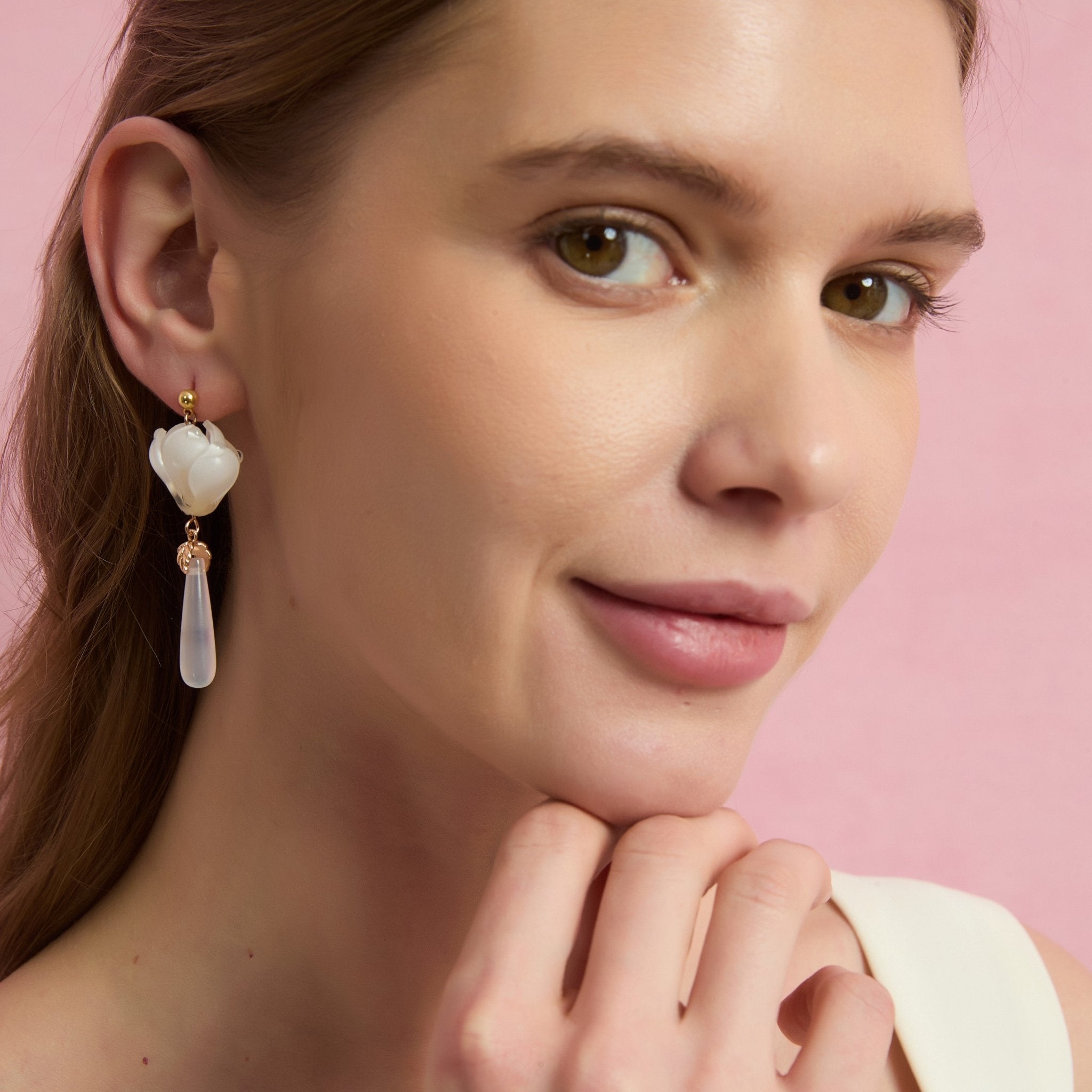 Moonlit Magnolia Drops EarringsEarringsJewelryBlossomuniqueflowerearringsgiftforhermothergiftdaughtergiftbirthdaygiftanniversarygift
