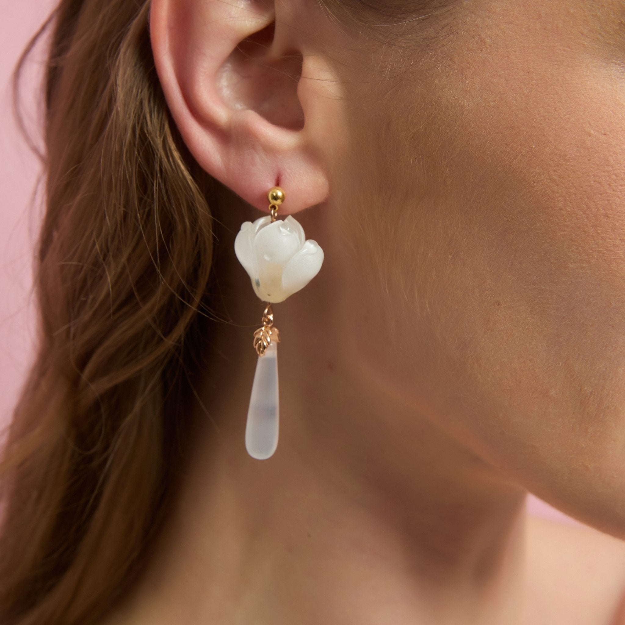 Moonlit Magnolia Drops EarringsEarringsJewelryBlossomuniqueflowerearringsgiftforhermothergiftdaughtergiftbirthdaygiftanniversarygift
