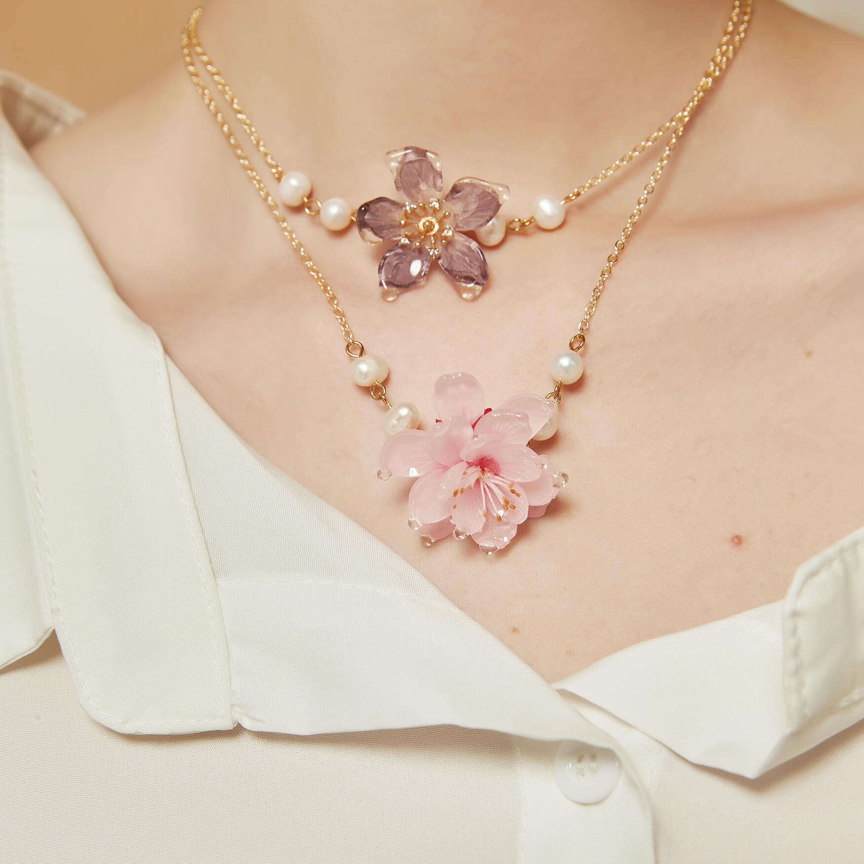 *My Rain Garden* Flowering Cherry NecklacesNECKLACEJewelryBlossomuniqueflowerearringsgiftforhermothergiftdaughtergiftbirthdaygiftanniversarygift