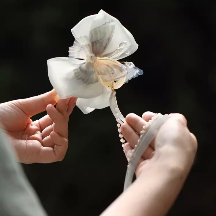 Orchid Butterfly Tassel Hair Clawhair clawsJewelryBlossomuniqueflowerearringsgiftforhermothergiftdaughtergiftbirthdaygiftanniversarygift