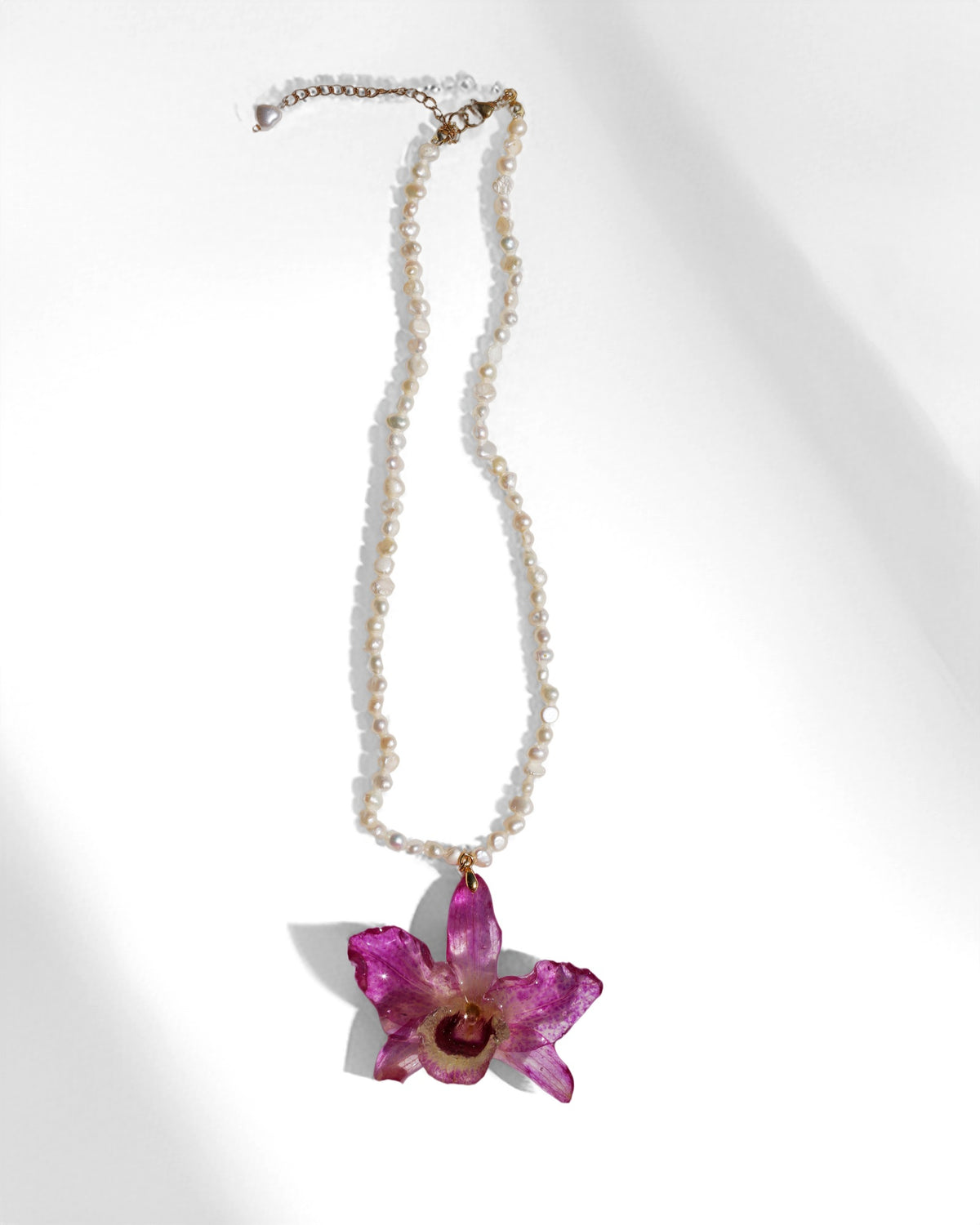 *Real Flower* Orchid Bloom Freshwater Pearl Pendant Necklace