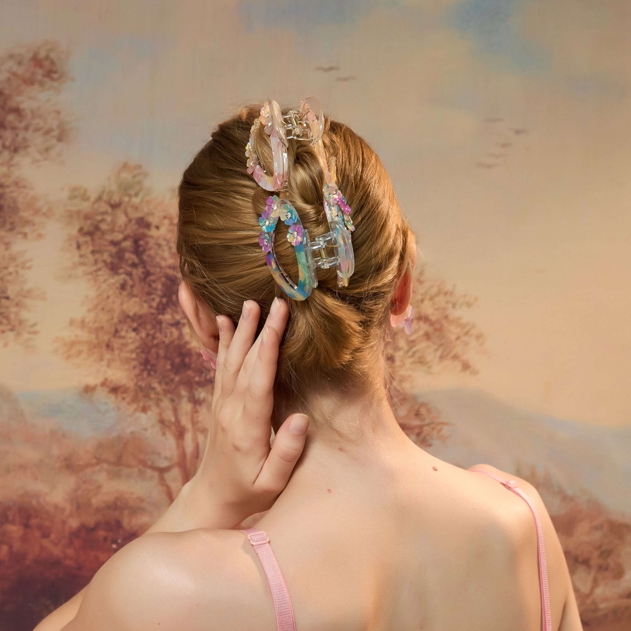 Pastel Bloom Hair Claw Set (2 Pieces)hair clawsJewelryBlossomuniqueflowerearringsgiftforhermothergiftdaughtergiftbirthdaygiftanniversarygift