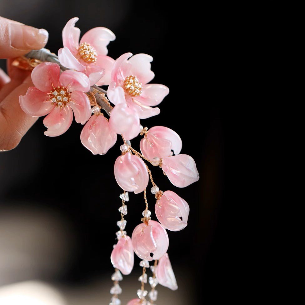 Peach Flower Tassel Hair ClipHair ClipsJewelryBlossomuniqueflowerearringsgiftforhermothergiftdaughtergiftbirthdaygiftanniversarygift