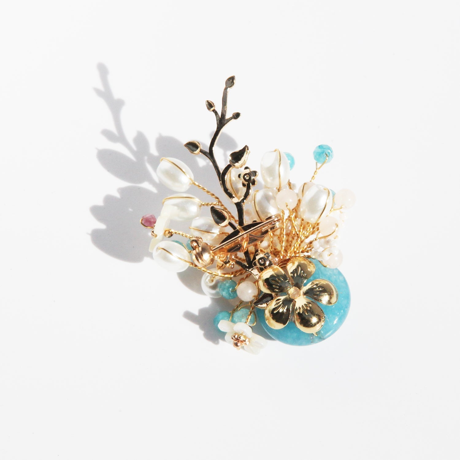 Pearl Flowers In the Aquamarine Vase Brooch/ Final SalebroochJewelryBlossomuniqueflowerearringsgiftforhermothergiftdaughtergiftbirthdaygiftanniversarygift