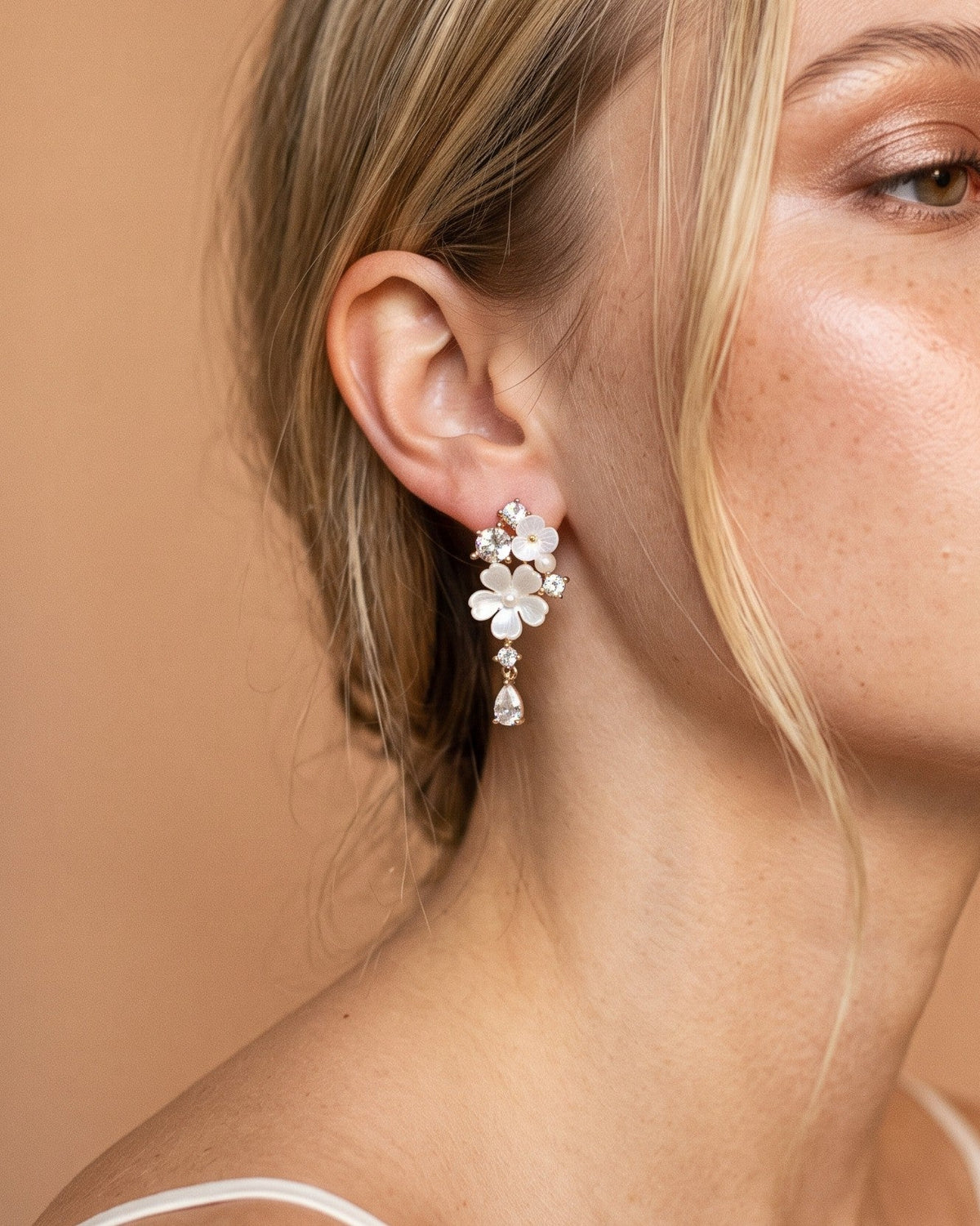 Pearl Petal Cluster Teardrop Earrings Earrings JewelryBlossom #flowerjewelry# #weddingjewelry# #bridaljewelry# #weddinggift# #bridemaidgift##giftforher# #mothergift# #daughtergift# #birthdaygift# #anniversarygi