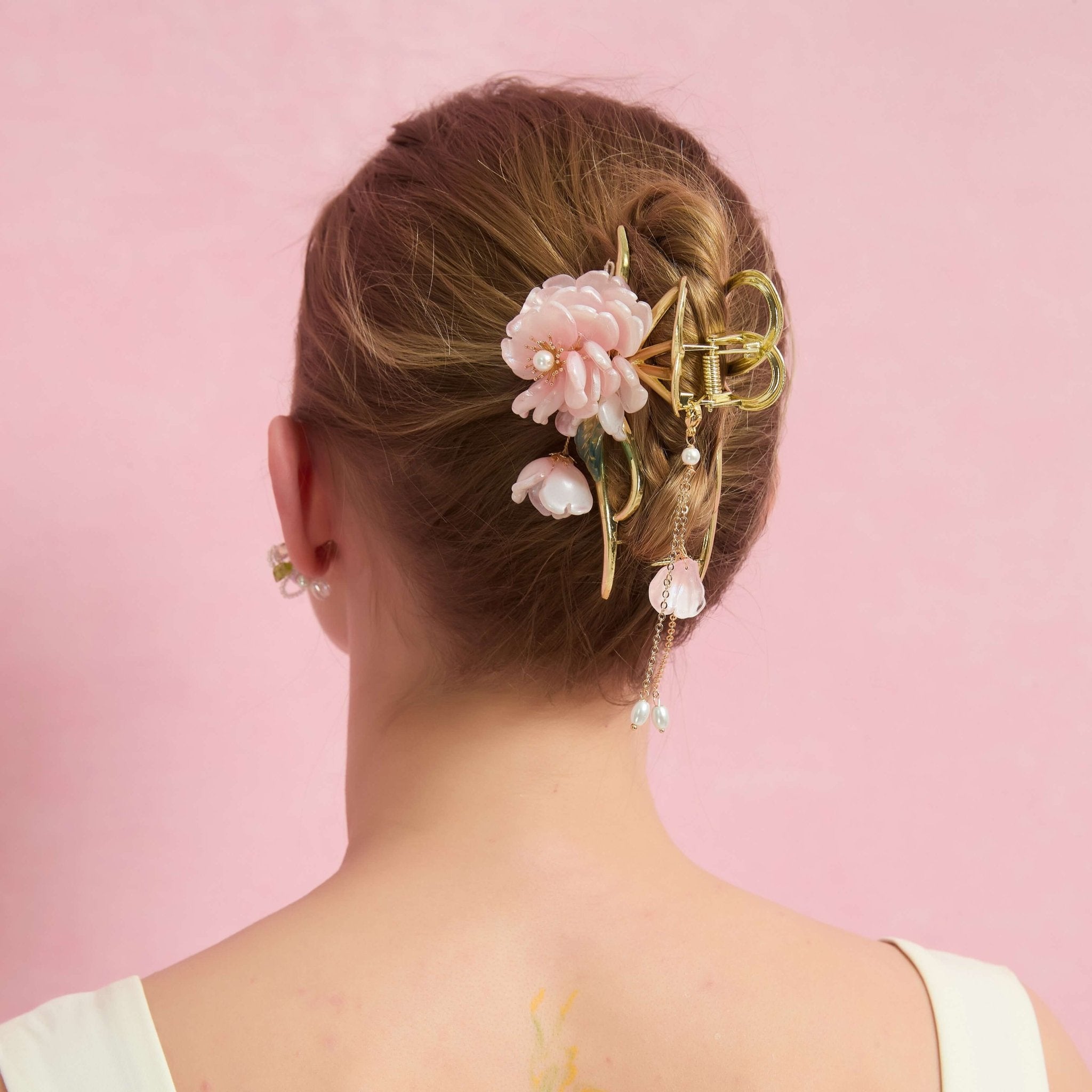 Peony Butterfly Tassel Hair Clawhair clawsJewelryBlossomuniqueflowerearringsgiftforhermothergiftdaughtergiftbirthdaygiftanniversarygift