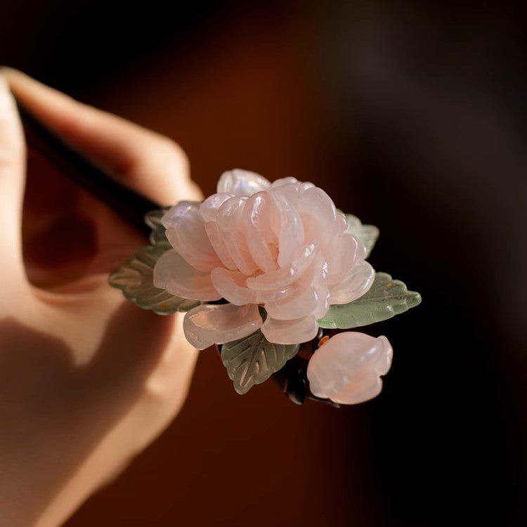 Peony Flower Buds Hair StickHAIRJewelryBlossomuniqueflowerearringsgiftforhermothergiftdaughtergiftbirthdaygiftanniversarygift