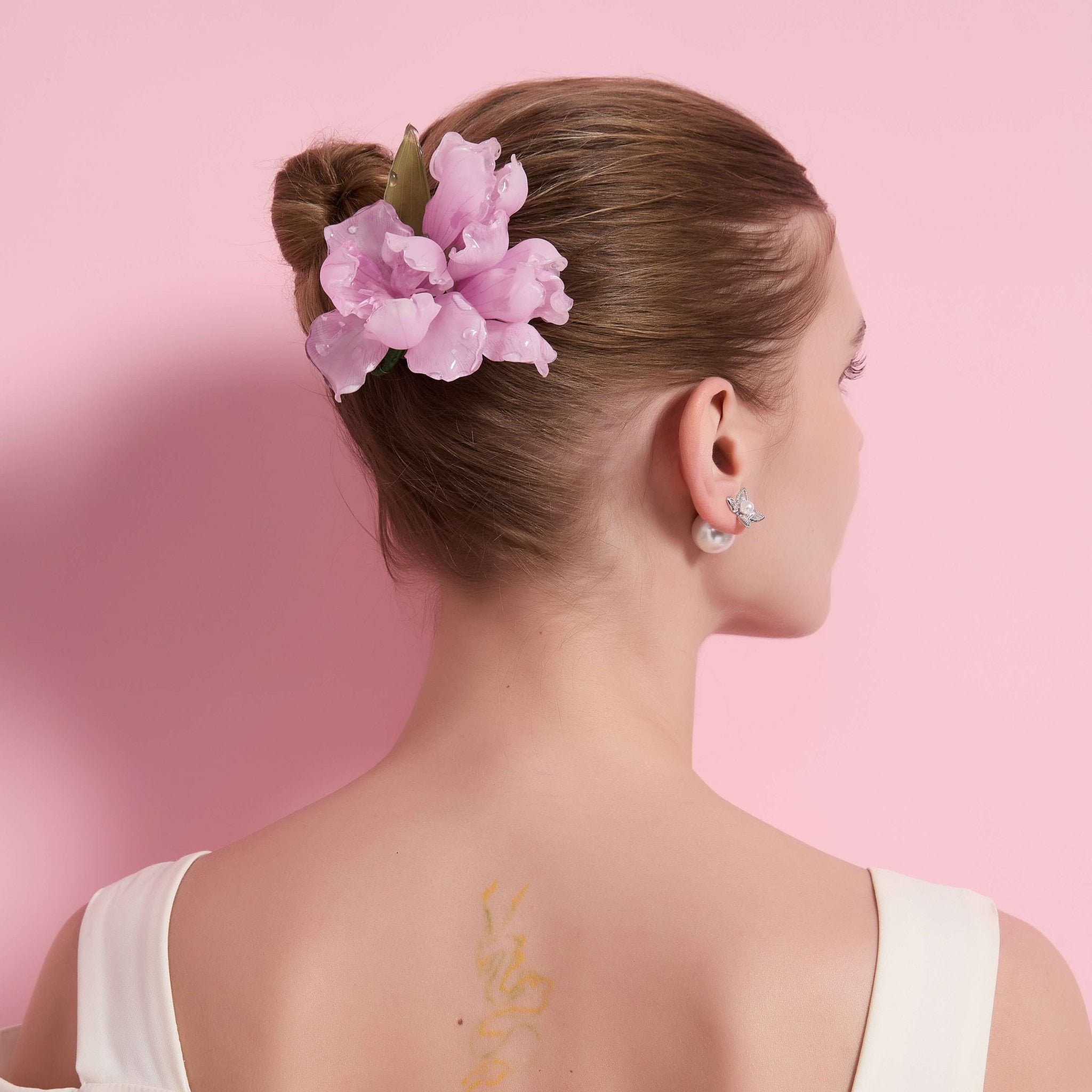 Pink Iris Flower Hair Barrette ClipHair ClipsJewelryBlossomuniqueflowerearringsgiftforhermothergiftdaughtergiftbirthdaygiftanniversarygift