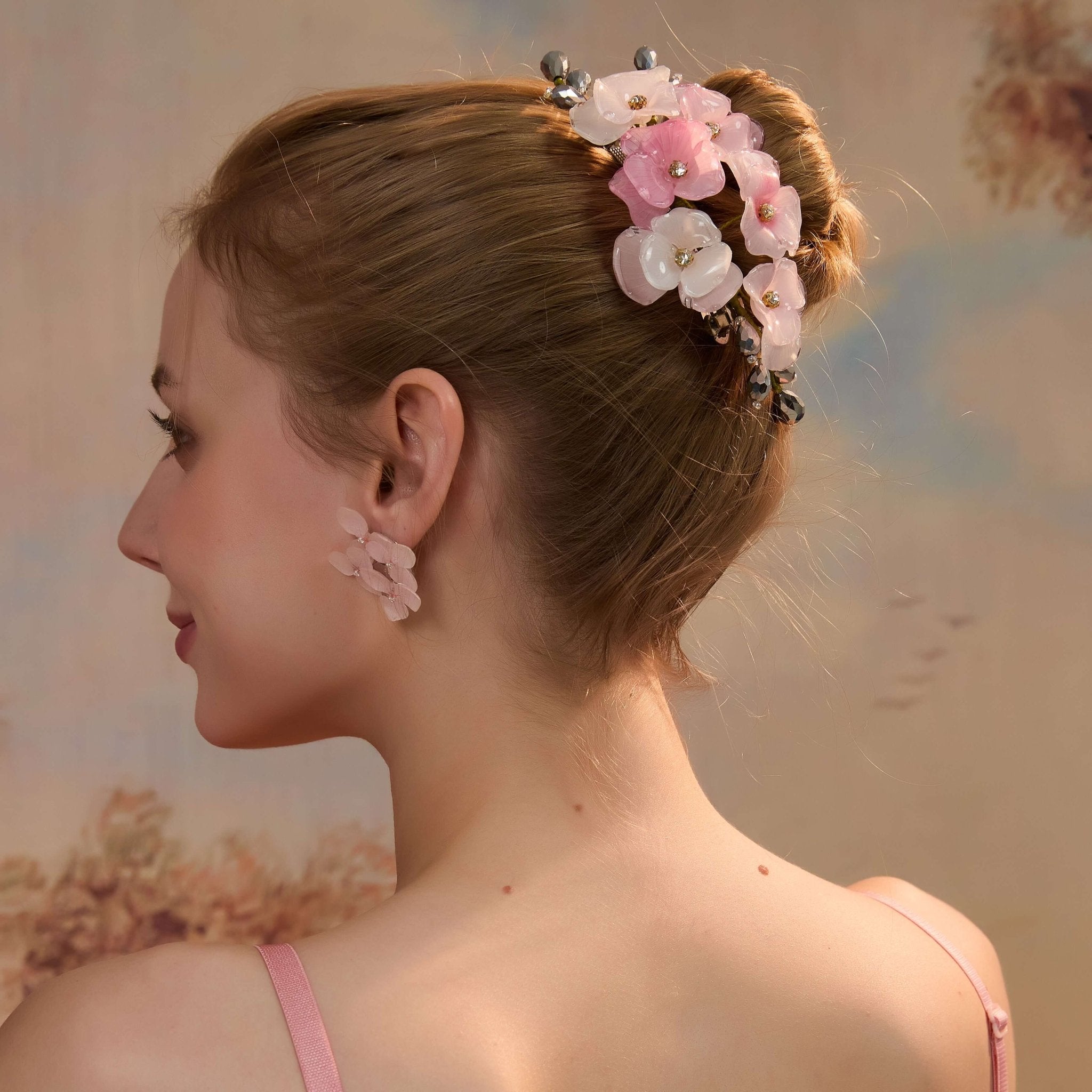 Pink Orchid Garden Hair Barrette ClipHAIRJewelryBlossomuniqueflowerearringsgiftforhermothergiftdaughtergiftbirthdaygiftanniversarygift