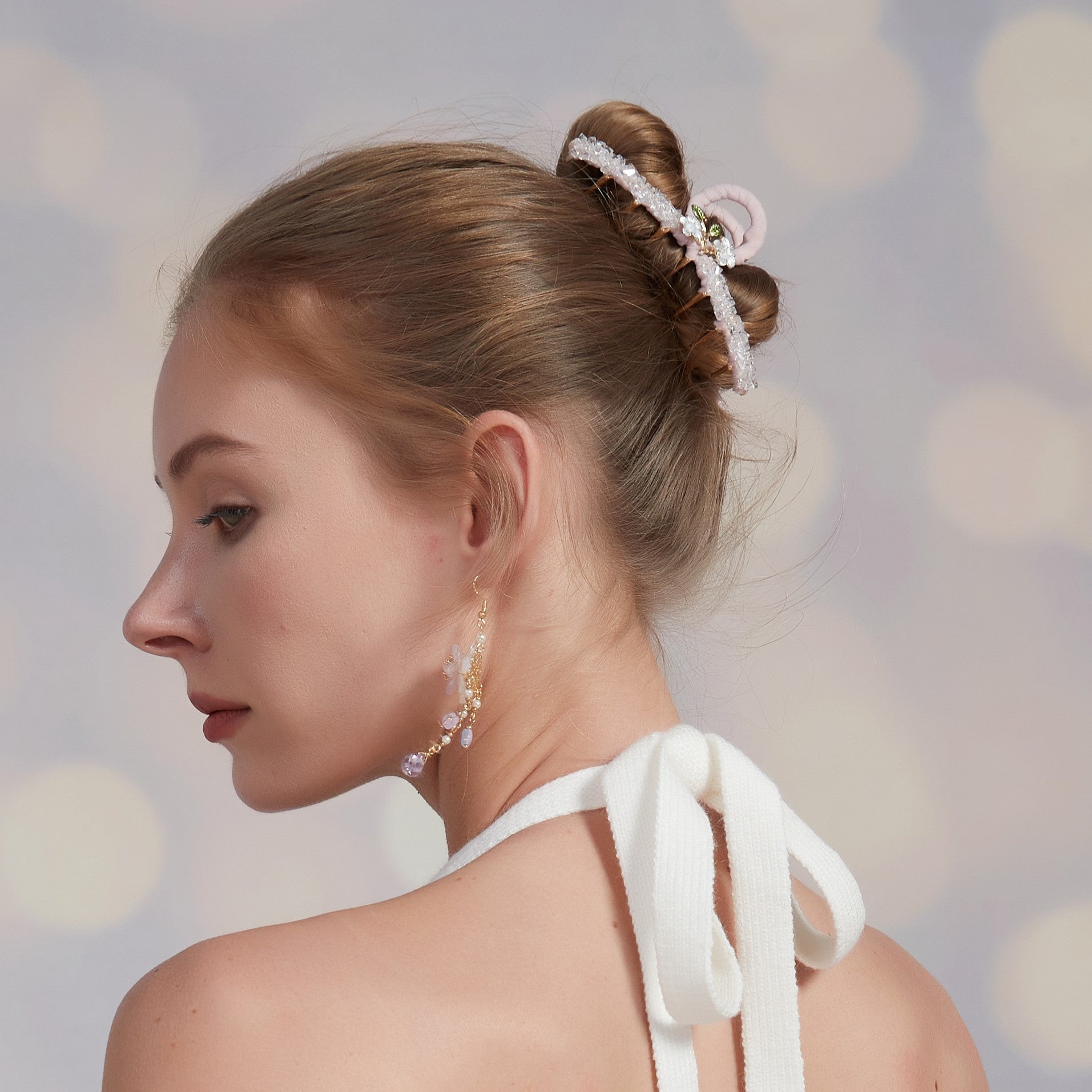 Pink Organza White Daisy Crystal Hair Clawhair clawsJewelryBlossomuniqueflowerearringsgiftforhermothergiftdaughtergiftbirthdaygiftanniversarygift