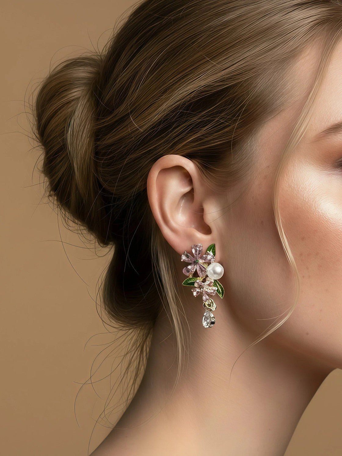 Primrose Pearl Bouquet Crystal EarringsEarringsJewelryBlossomuniqueflowerearringsgiftforhermothergiftdaughtergiftbirthdaygiftanniversarygift