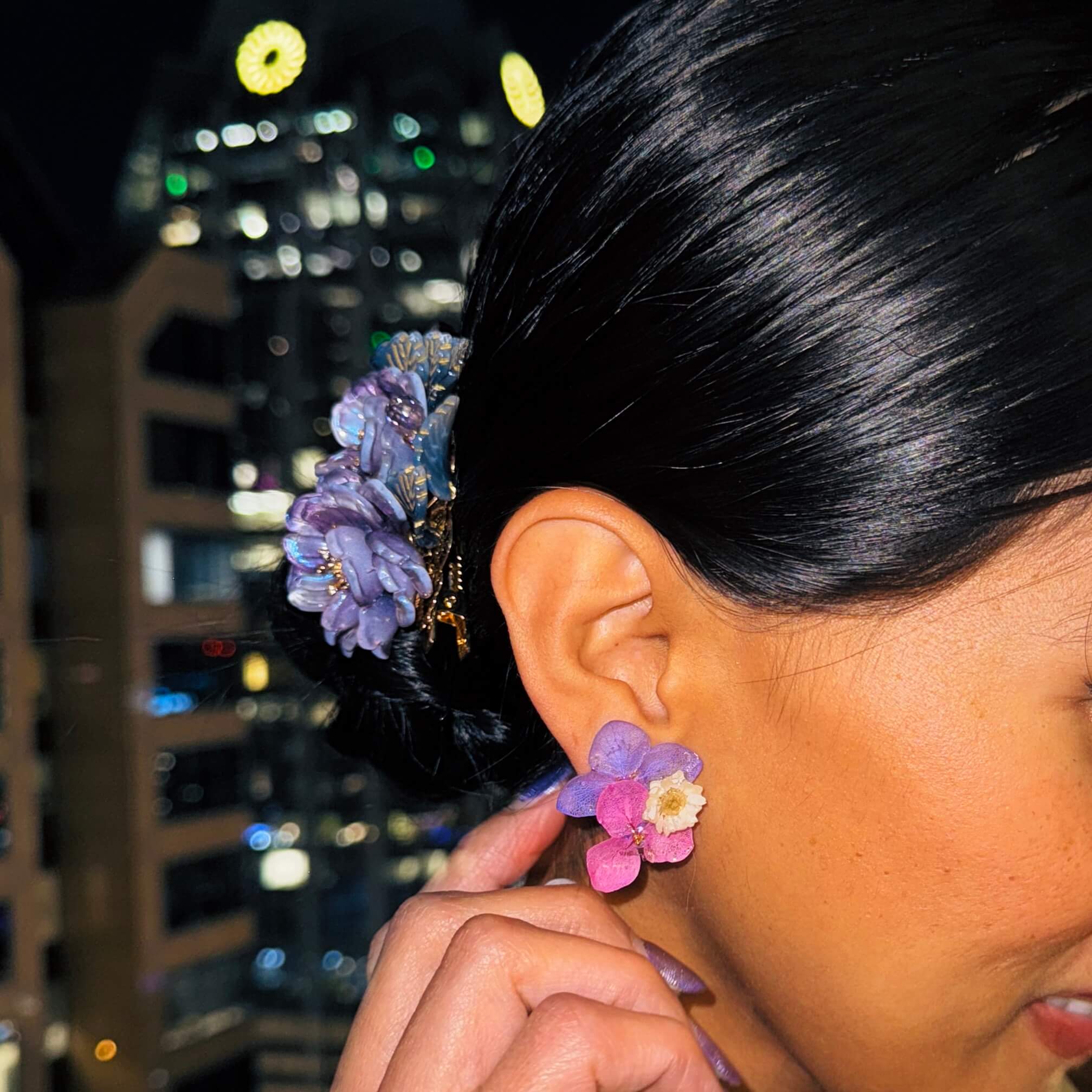 Purple Begonia Flower Hair ClipHAIRJewelryBlossomuniqueflowerearringsgiftforhermothergiftdaughtergiftbirthdaygiftanniversarygift