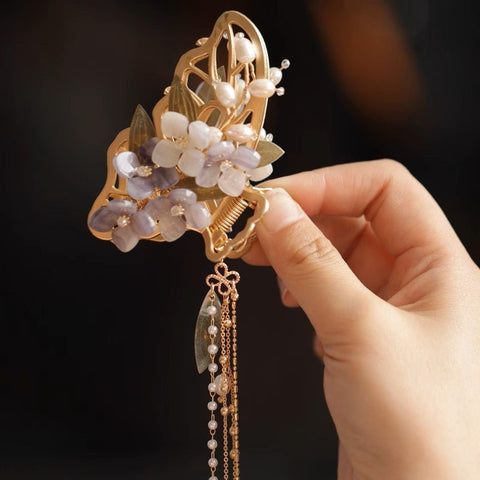 Lilac Tulip Gold Hair Claw Purple Tulip Metal Hair Claw Clips Large Hair Claw Nonslip  main image 2