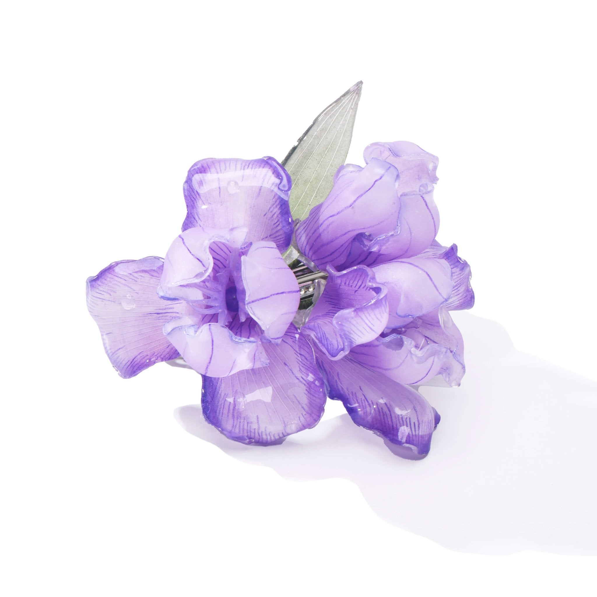 Purple Iris Flower Hair Barrette ClipHair ClipsJewelryBlossomuniqueflowerearringsgiftforhermothergiftdaughtergiftbirthdaygiftanniversarygift