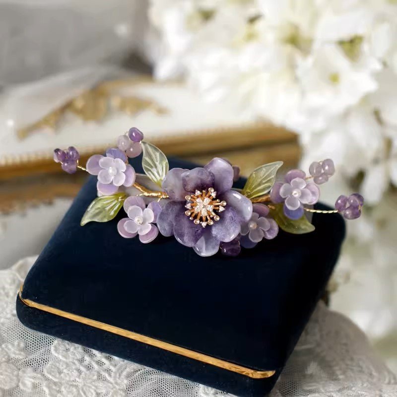 Purple Peony Lilac Garden Hair Barrette ClipHair ClipsJewelryBlossomuniqueflowerearringsgiftforhermothergiftdaughtergiftbirthdaygiftanniversarygift