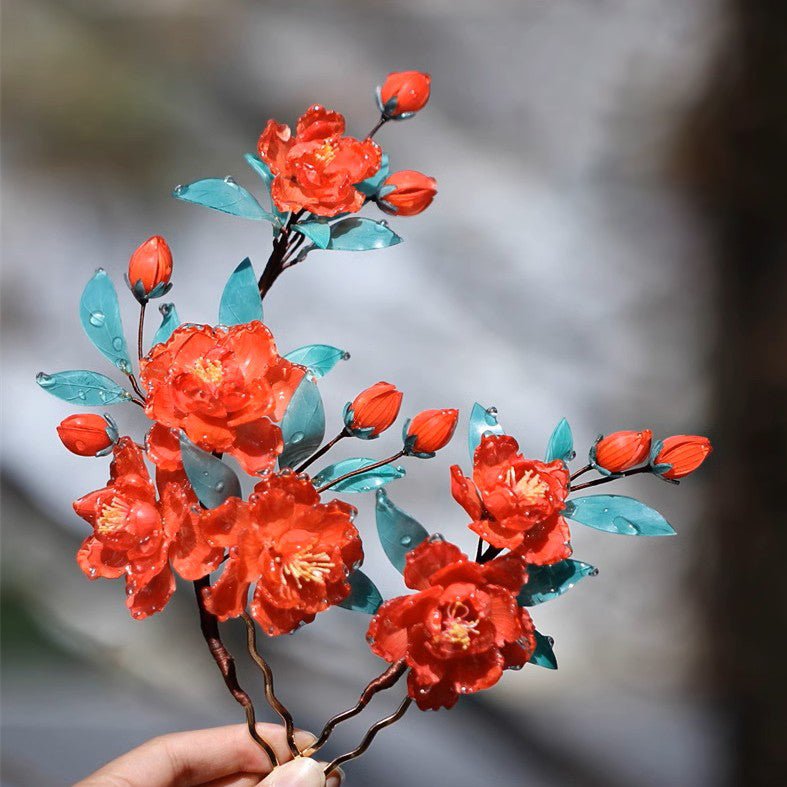 Quince Camellia Hair ClipHair ClipsJewelryBlossomuniqueflowerearringsgiftforhermothergiftdaughtergiftbirthdaygiftanniversarygift