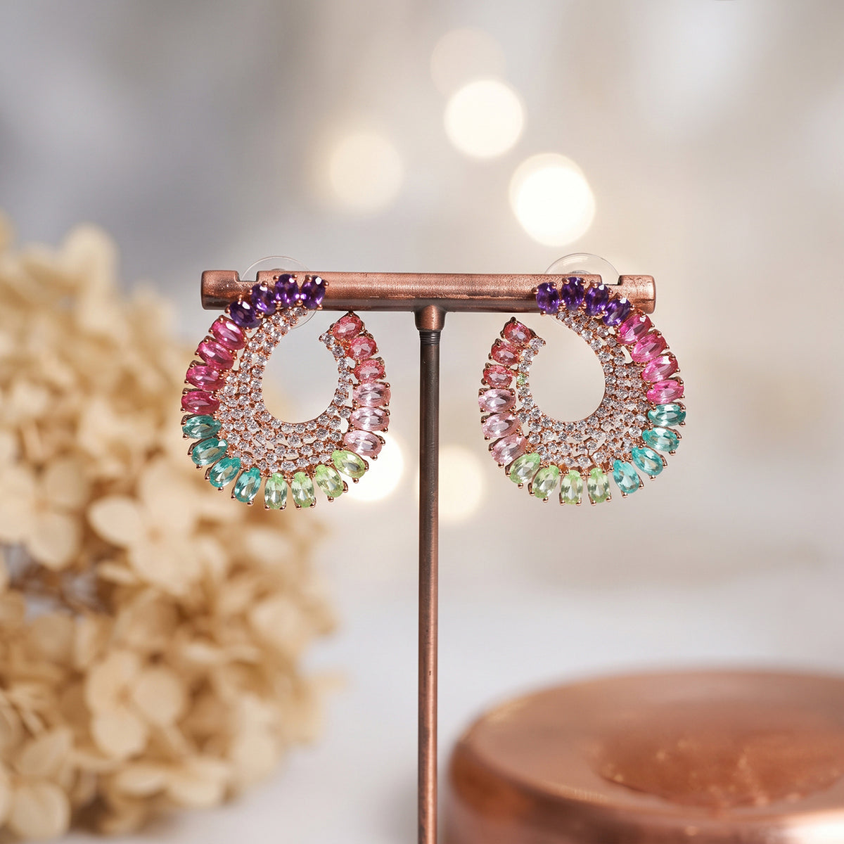 Amethyst Garden Crescent Swirl Earrings