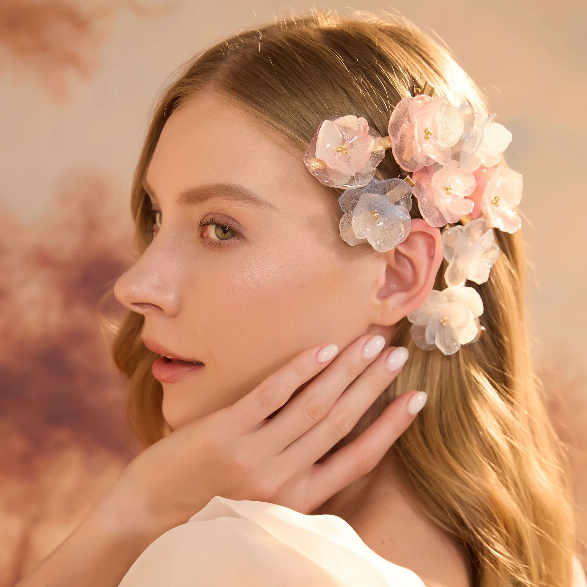 *Real Flower* Blushing Hydrangea Flower Hair Clip Set (4-Piece Set) Earrings JewelryBlossom flowerjewelry weddingjewelry bridaljewelry weddinggift bridemaidgiftgiftforher mothergift daughtergift birthdaygift anniversarygi