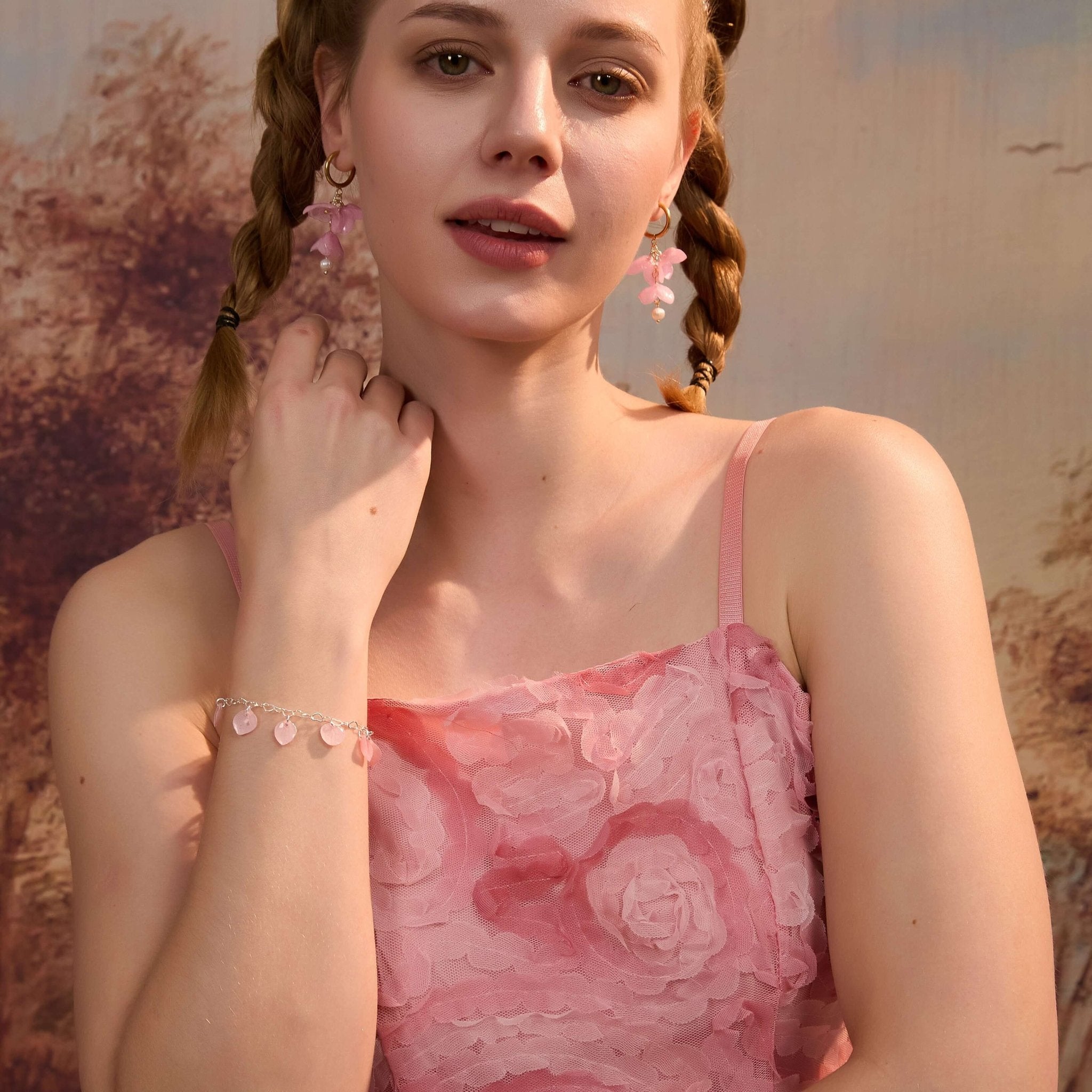 *Real Flower* Cherry Blossom Petal on Silver ChainsBraceletJewelryBlossomuniqueflowerearringsgiftforhermothergiftdaughtergiftbirthdaygiftanniversarygift