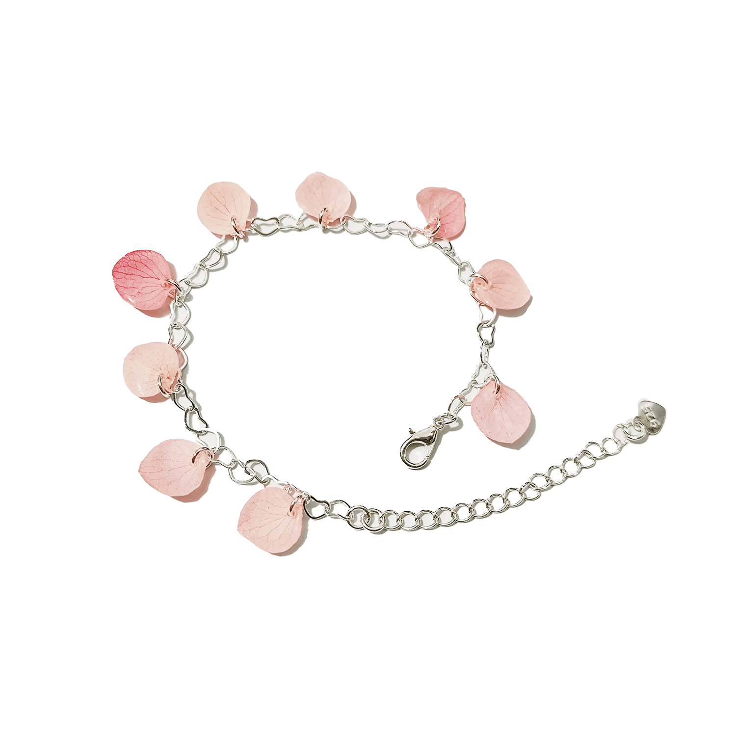 *Real Flower* Cherry Blossom Petal on Silver ChainsBraceletJewelryBlossomuniqueflowerearringsgiftforhermothergiftdaughtergiftbirthdaygiftanniversarygift