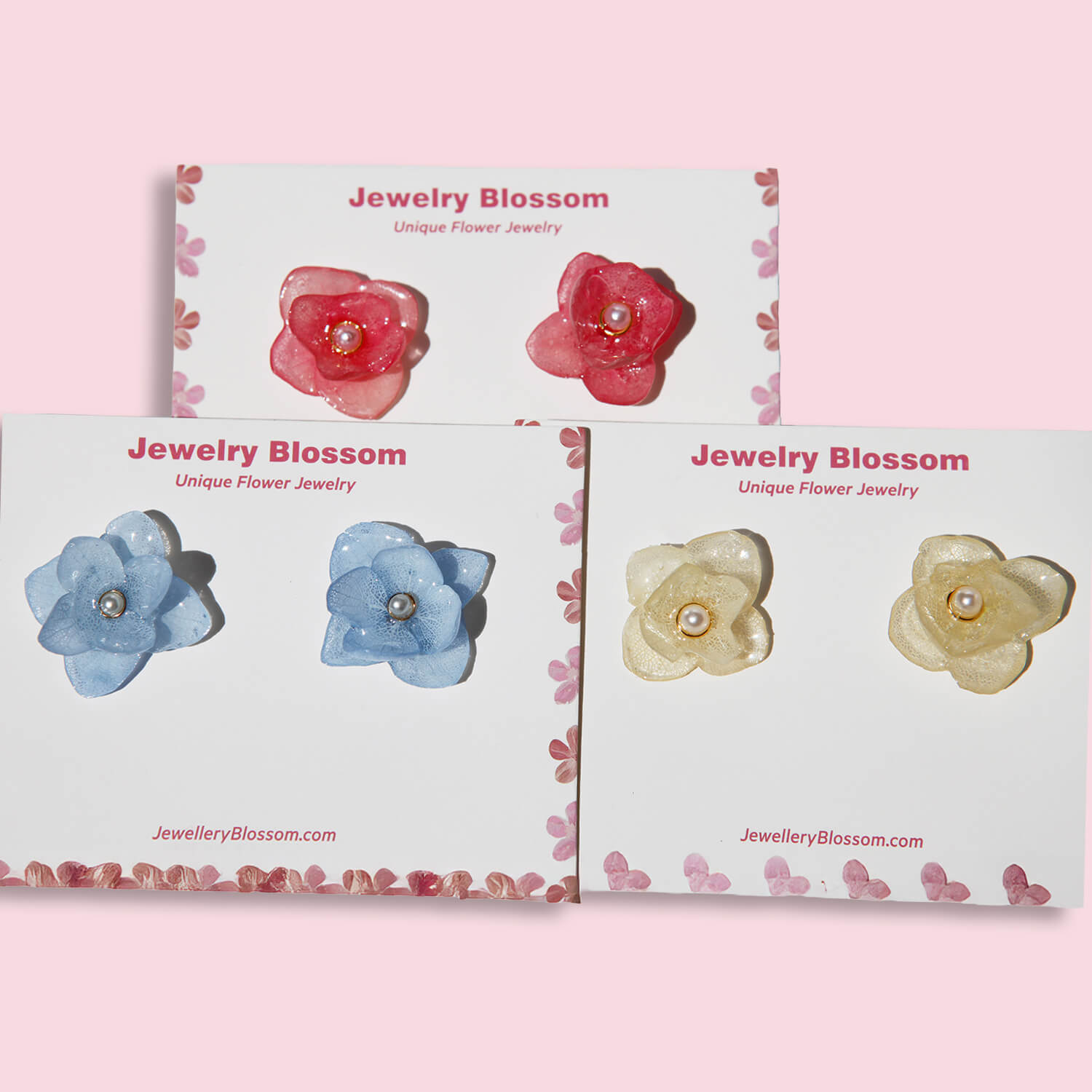 *Real Flower* Hydrangea Flower Studs (3 - pc set)HAIRJewelryBlossomuniqueflowerearringsgiftforhermothergiftdaughtergiftbirthdaygiftanniversarygift
