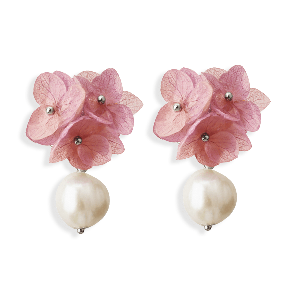 *Real Flower* Pink Hydrangea Pearl Stud EarringsEarringsJewelryBlossomuniqueflowerearringsgiftforhermothergiftdaughtergiftbirthdaygiftanniversarygift