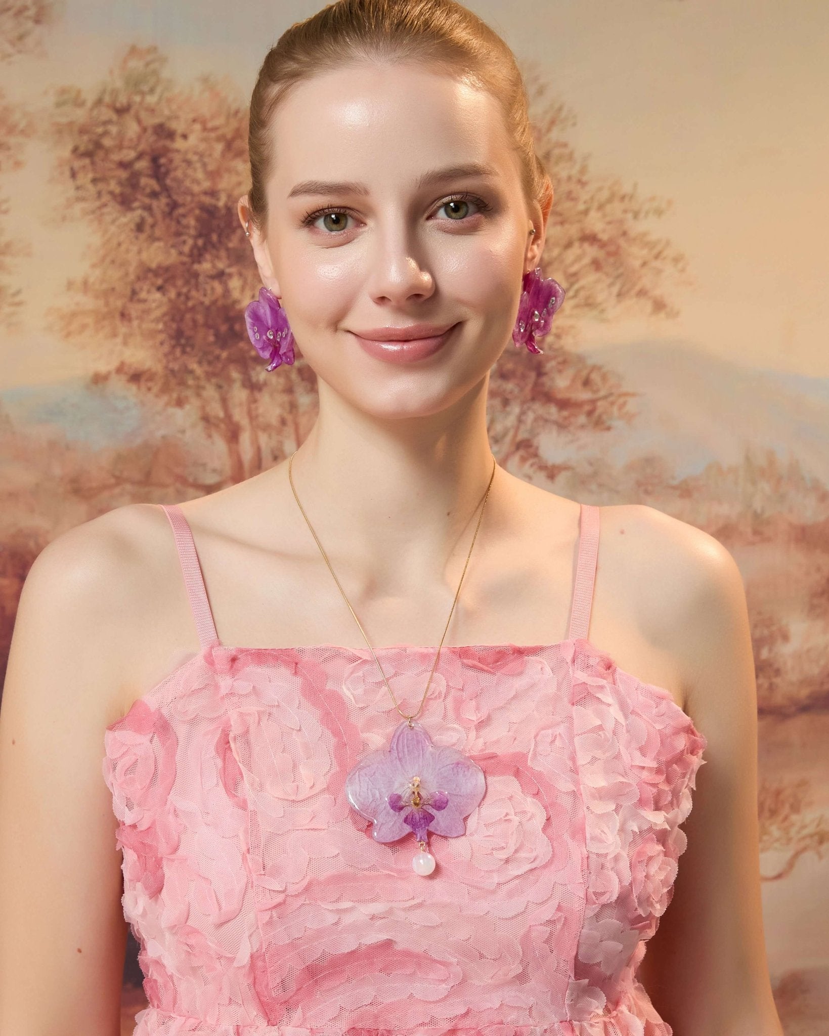 *Real Flower* Radiant Orchid Statement NecklaceEarringsJewelryBlossomuniqueflowerearringsgiftforhermothergiftdaughtergiftbirthdaygiftanniversarygift