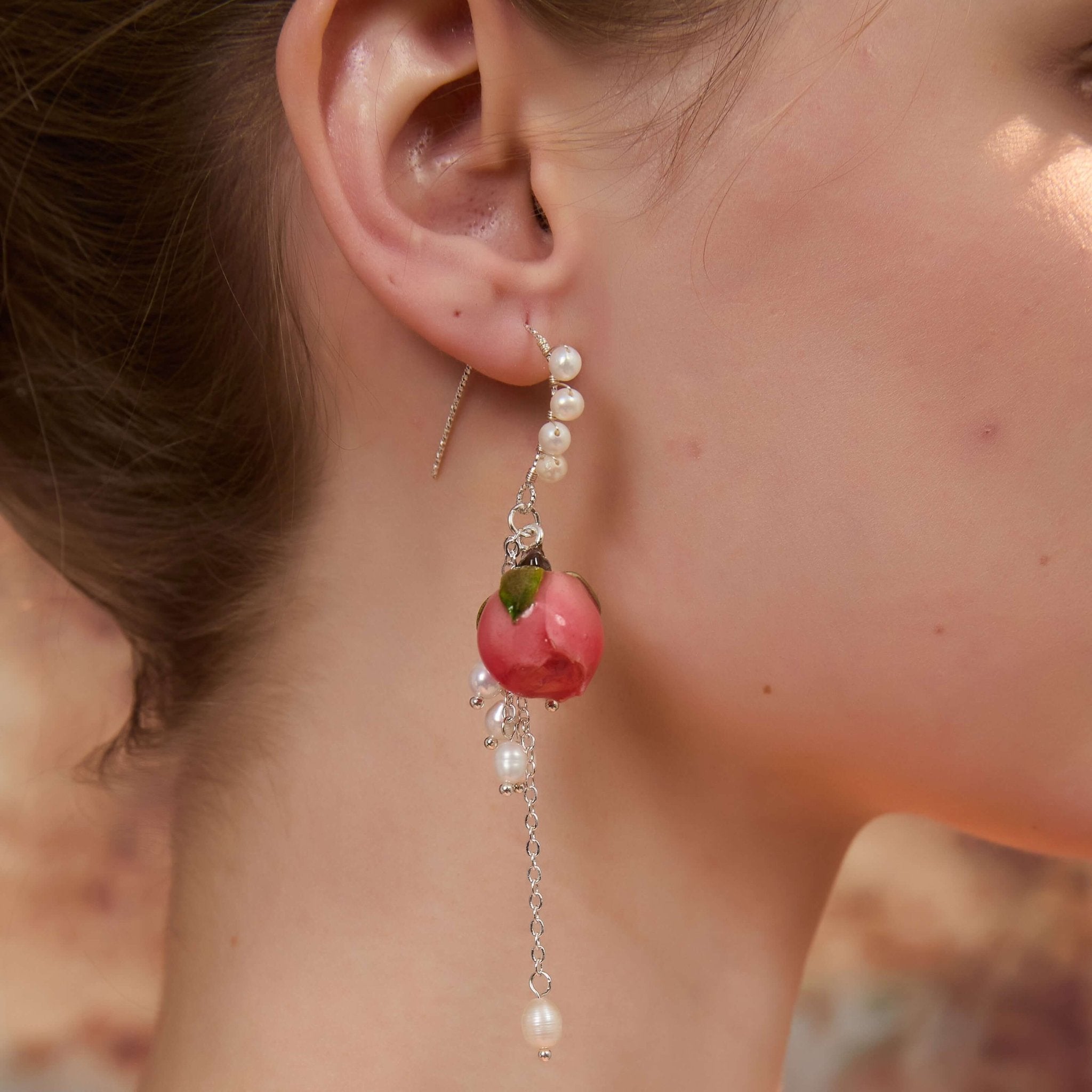 *Real Flower* Signature Rose Silver Earrings Set (2 - pc Set)EarringsJewelryBlossomuniqueflowerearringsgiftforhermothergiftdaughtergiftbirthdaygiftanniversarygift