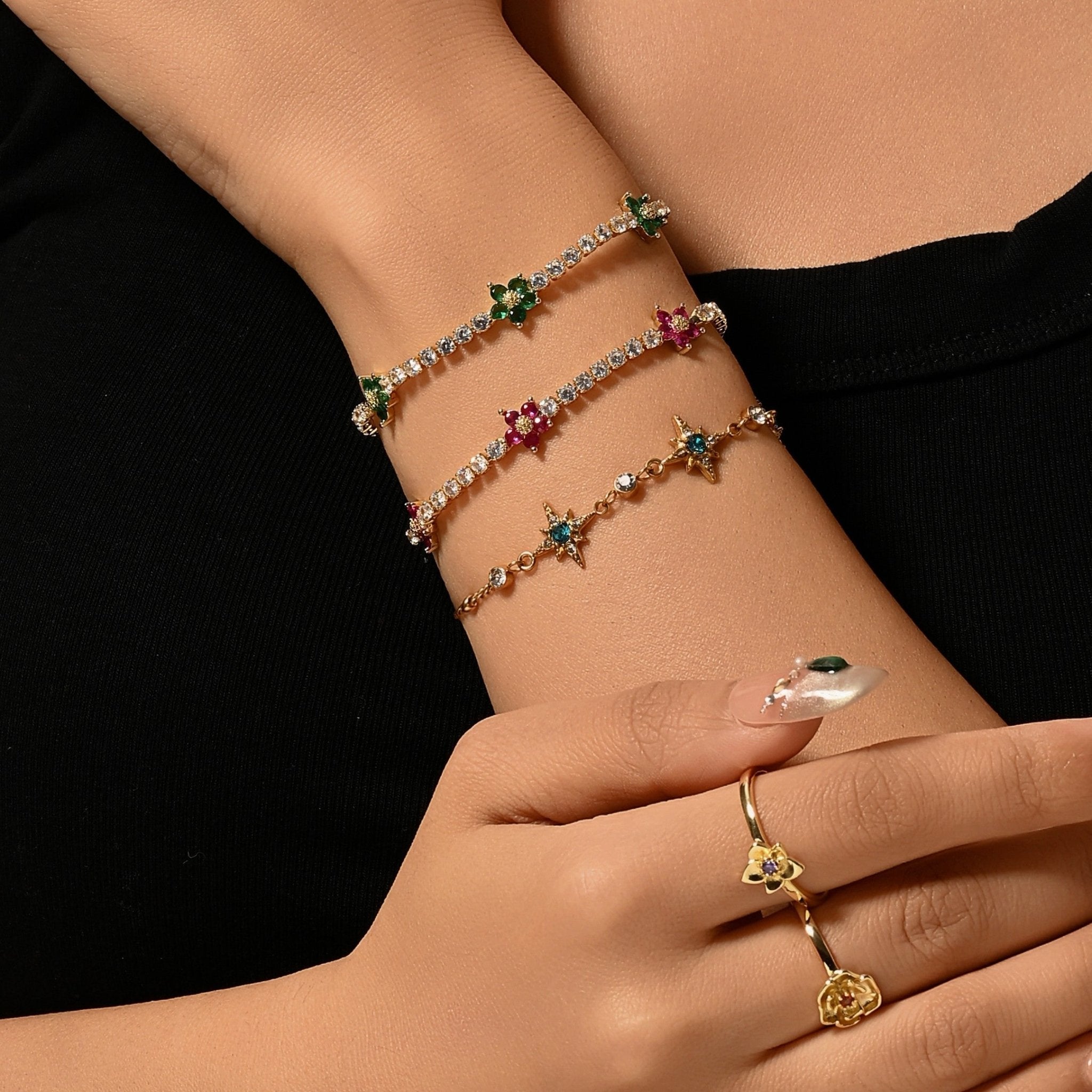 Rosalie Flower Tennis BraceletsBraceletJewelryBlossomuniqueflowerearringsgiftforhermothergiftdaughtergiftbirthdaygiftanniversarygift