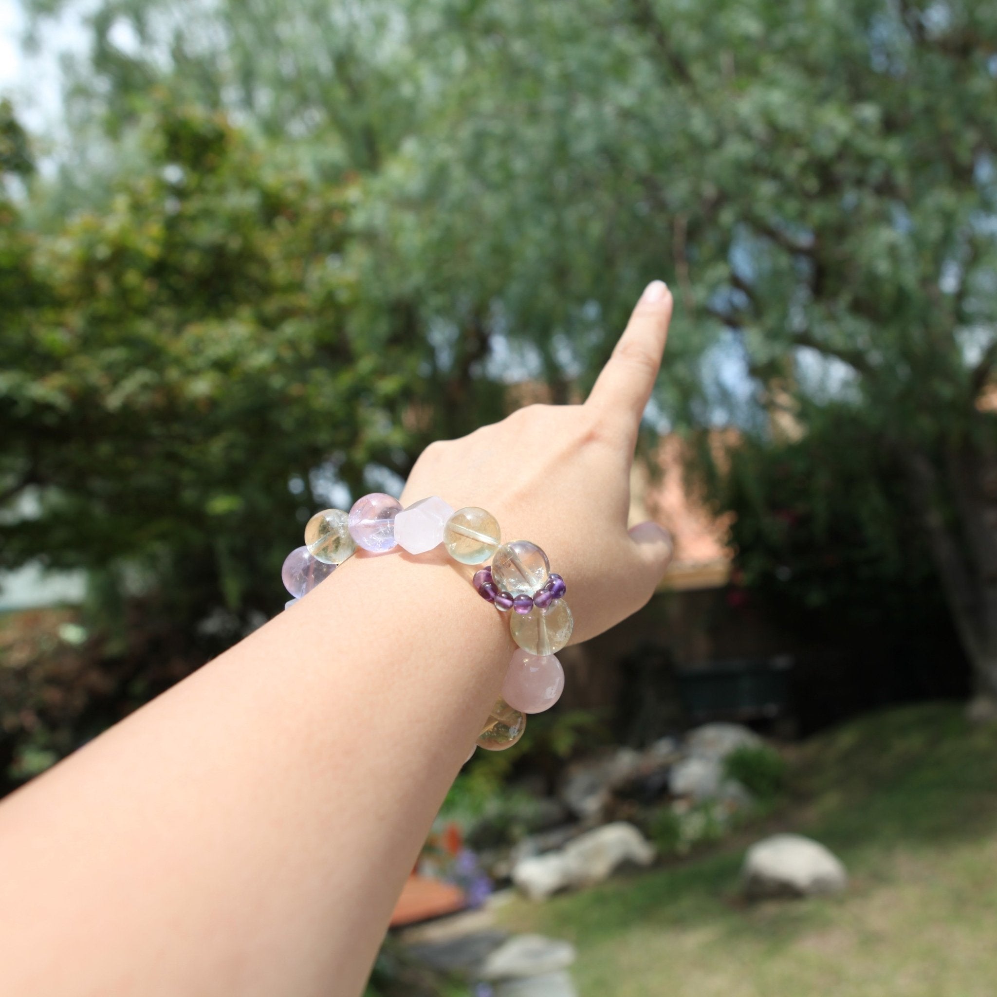 Rose Amethyst Natural Crystal BraceletBraceletJewelryBlossomuniqueflowerearringsgiftforhermothergiftdaughtergiftbirthdaygiftanniversarygift