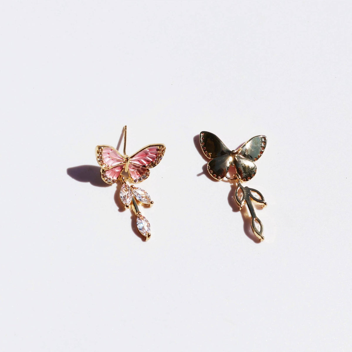 Rosé Butterfly Crystal Leaf Drop Earrings Earrings JewelryBlossom #flowerjewelry# #weddingjewelry# #bridaljewelry# #weddinggift# #bridemaidgift##giftforher# #mothergift# #daughtergift# #birthdaygift# #anniversarygi