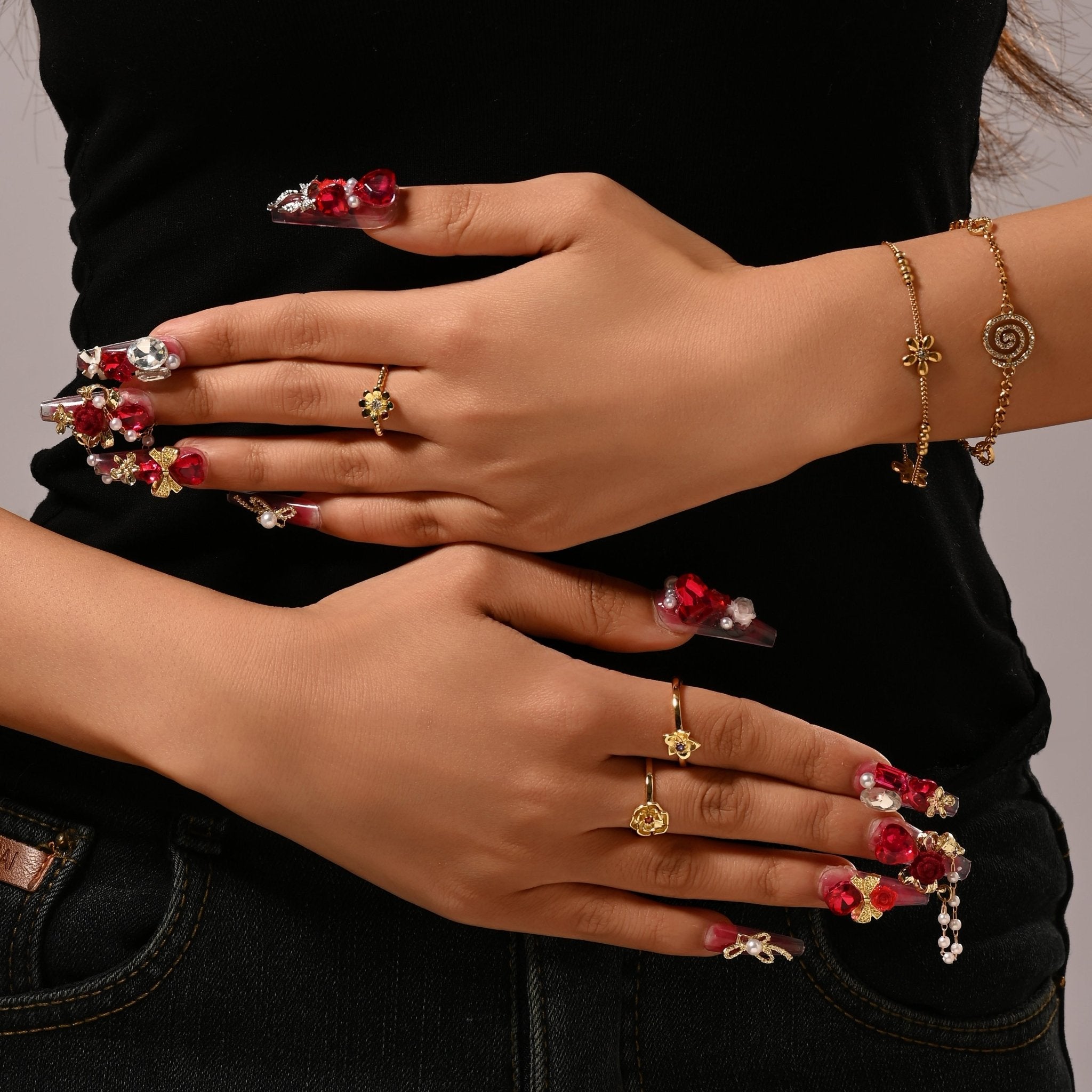 Rose Garden & Pearl Bow Nail SetJewelryBlossomuniqueflowerearringsgiftforhermothergiftdaughtergiftbirthdaygiftanniversarygift