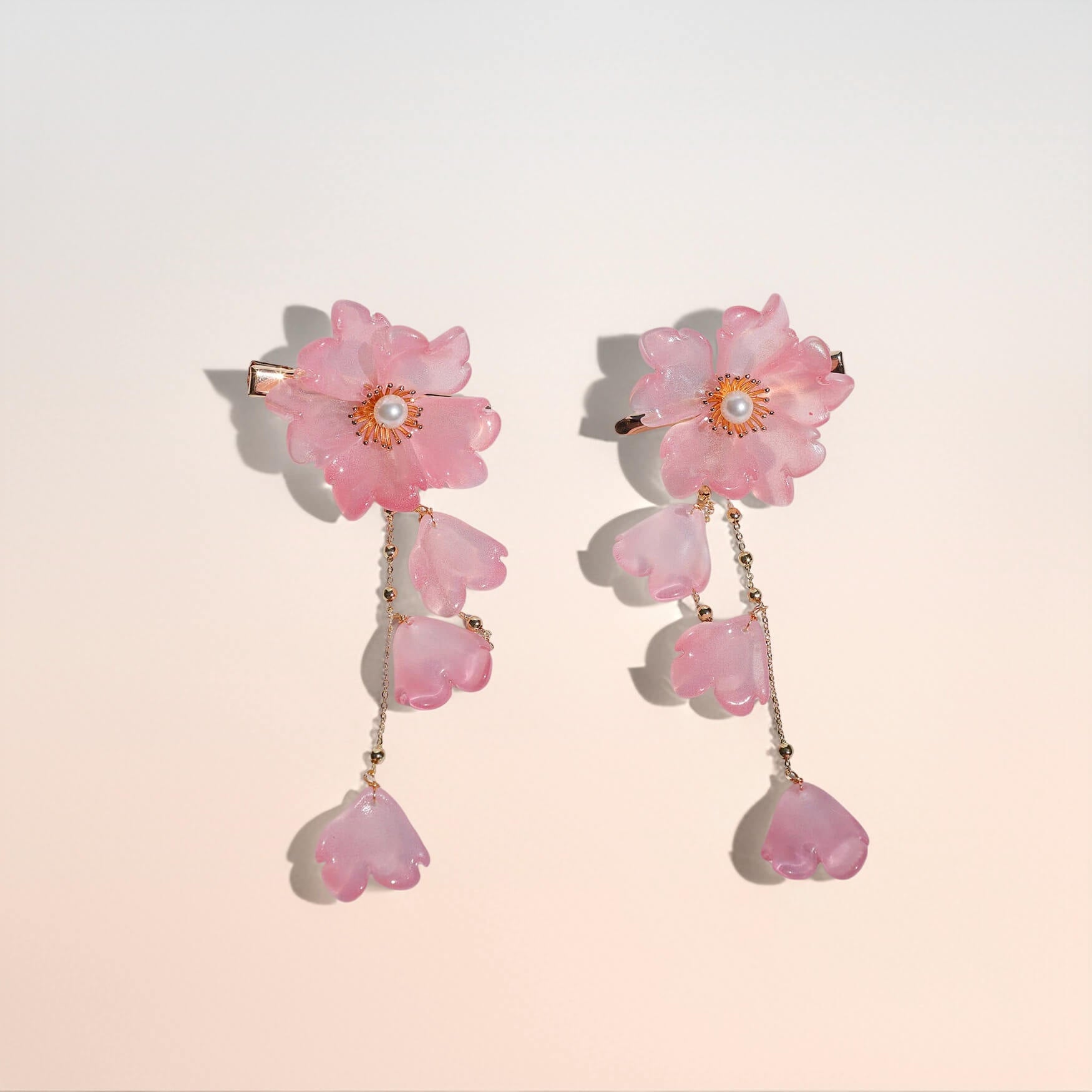 Rose Petal Cascade Hair Clip(2-Piece Set) Hair Clips JewelryBlossom flowerjewelry weddingjewelry bridaljewelry weddinggift bridemaidgiftgiftforher mothergift daughtergift birthdaygift anniversarygi