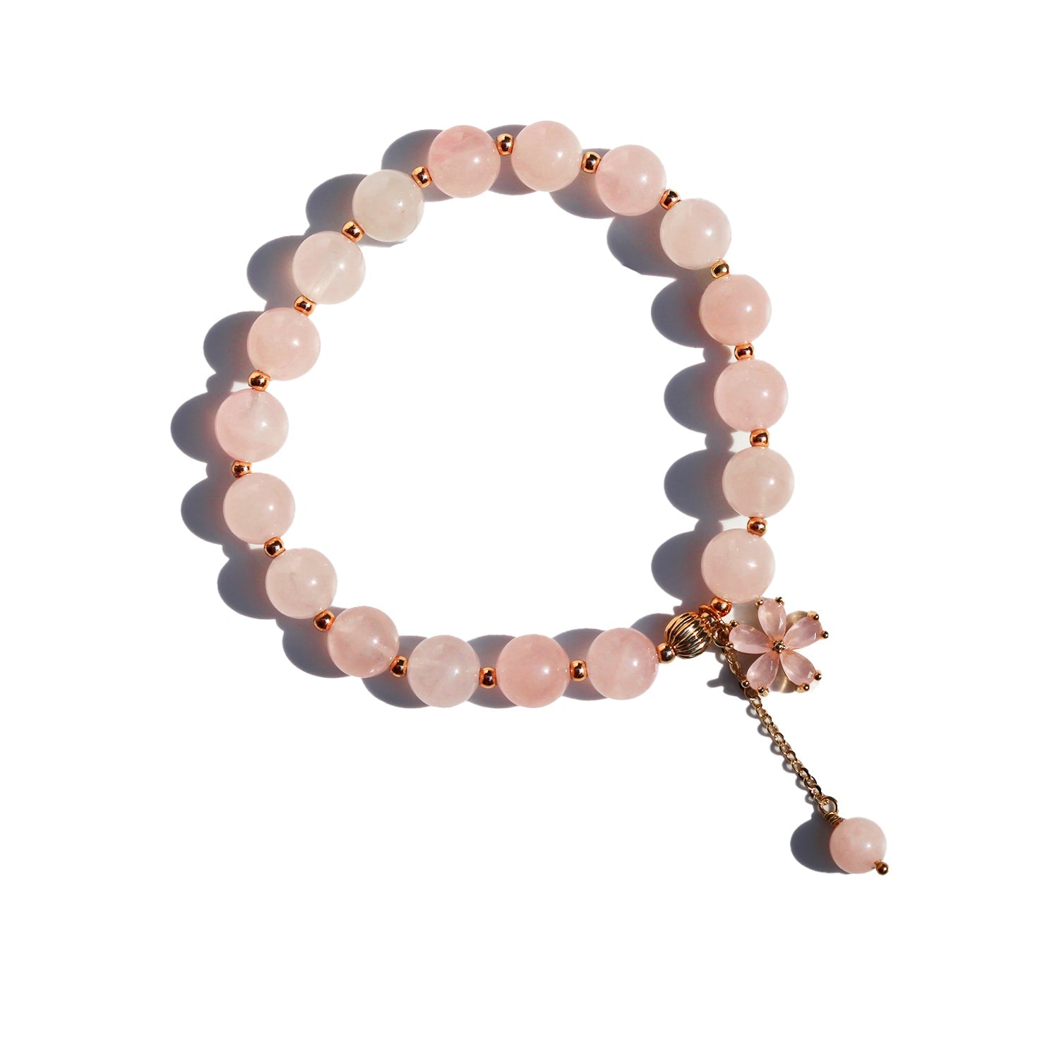 Rose Quartz Clover Charm Crystal BraceletBraceletJewelryBlossomuniqueflowerearringsgiftforhermothergiftdaughtergiftbirthdaygiftanniversarygift