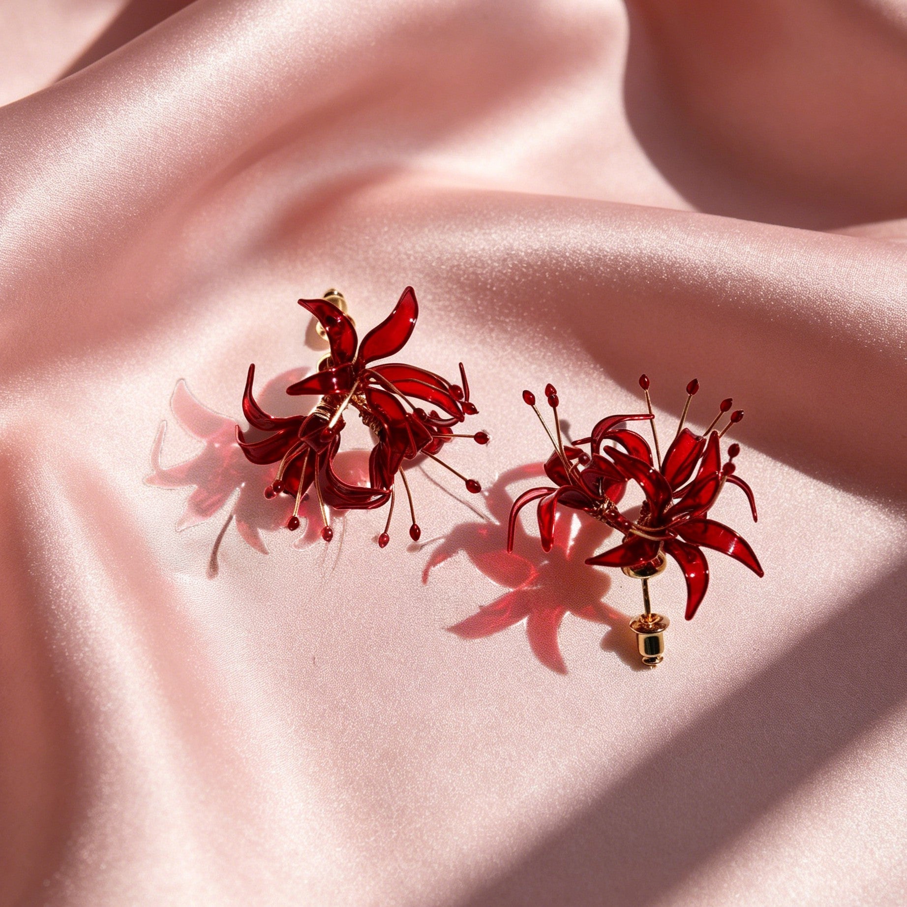 Ruby Lycoris Flower Stud Earrings Earrings JewelryBlossom flowerjewelry weddingjewelry bridaljewelry weddinggift bridemaidgiftgiftforher mothergift daughtergift birthdaygift anniversarygi