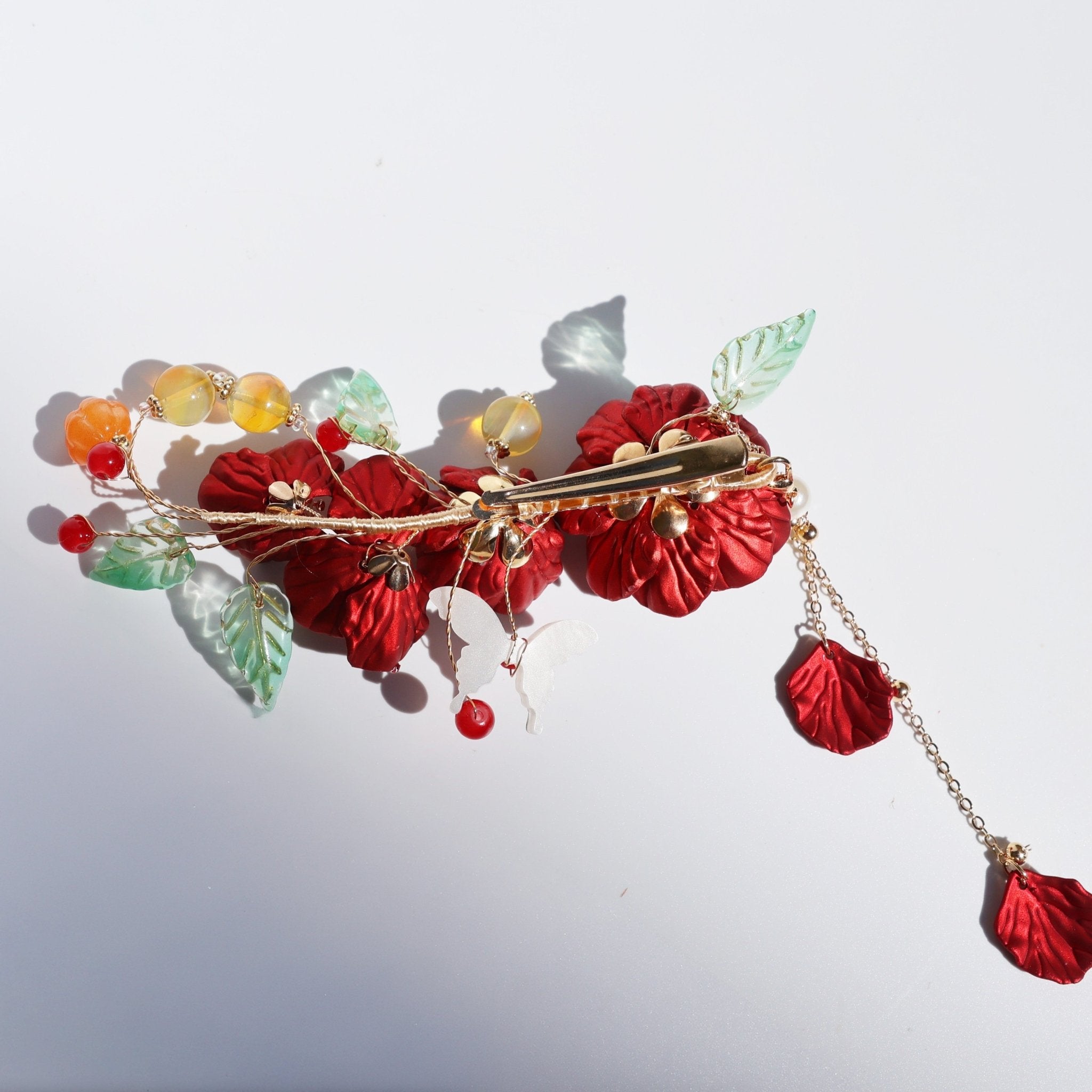Ruby Peony Tassel Hair Clip Hair Clips JewelryBlossom flowerjewelry weddingjewelry bridaljewelry weddinggift bridemaidgiftgiftforher mothergift daughtergift birthdaygift anniversarygi
