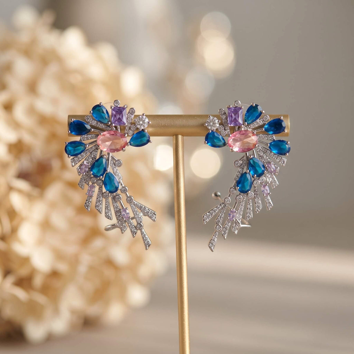 Sapphire Bloom Stardust Climber Ear Cuffs Earrings JewelryBlossom #flowerjewelry# #weddingjewelry# #bridaljewelry# #weddinggift# #bridemaidgift##giftforher# #mothergift# #daughtergift# #birthdaygift# #anniversarygi