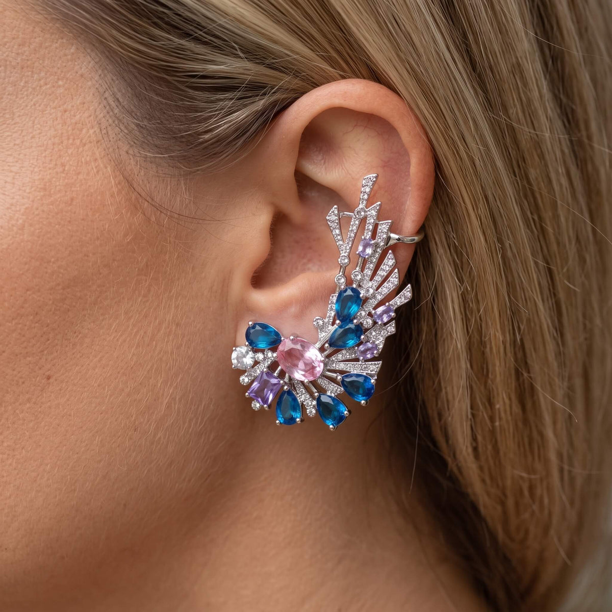 Sapphire Bloom Stardust Climber Ear Cuffs Earrings JewelryBlossom #flowerjewelry# #weddingjewelry# #bridaljewelry# #weddinggift# #bridemaidgift##giftforher# #mothergift# #daughtergift# #birthdaygift# #anniversarygi