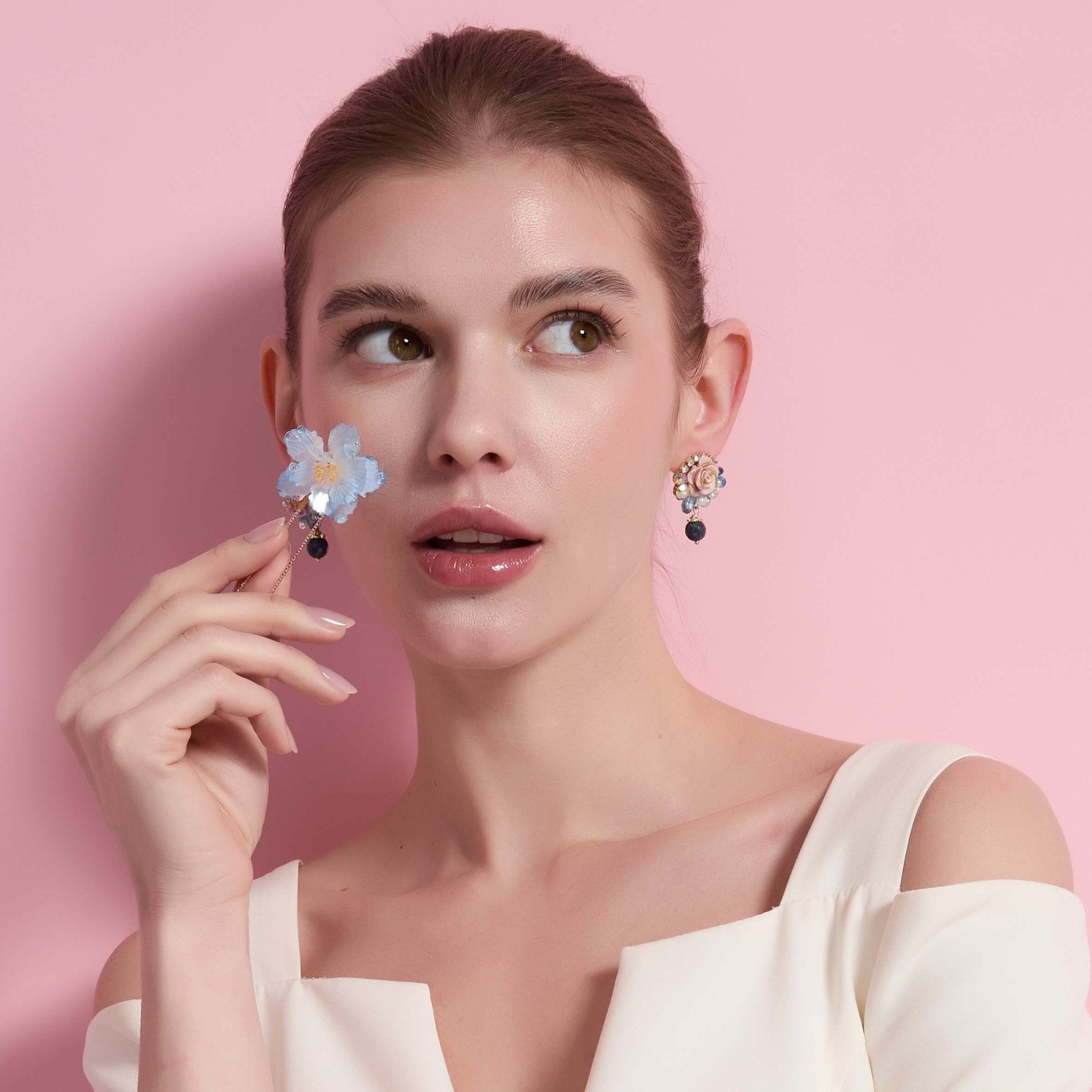 Sapphire Camellia Berry Drop EarringsEarringsJewelryBlossomuniqueflowerearringsgiftforhermothergiftdaughtergiftbirthdaygiftanniversarygift