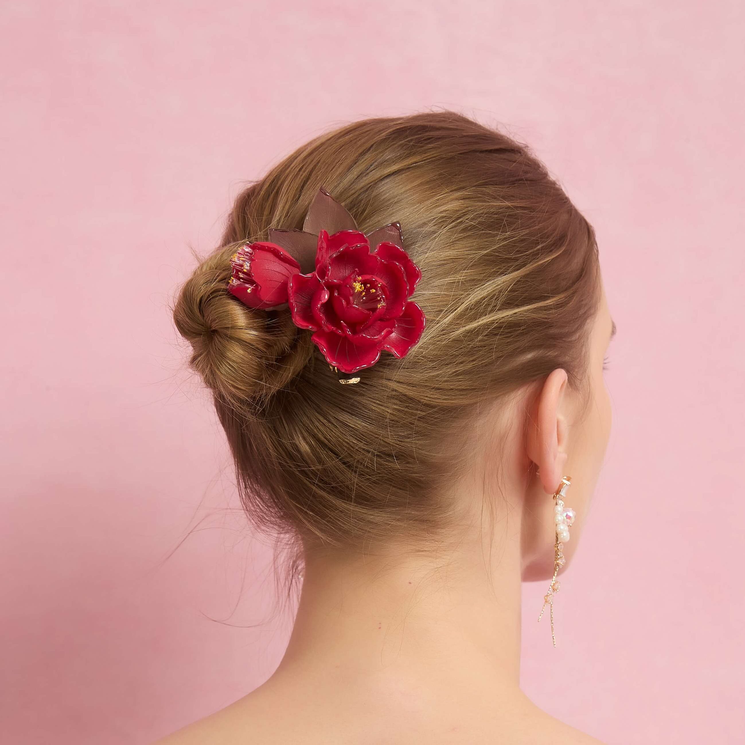 Scarlet Camellia Hair Barrette