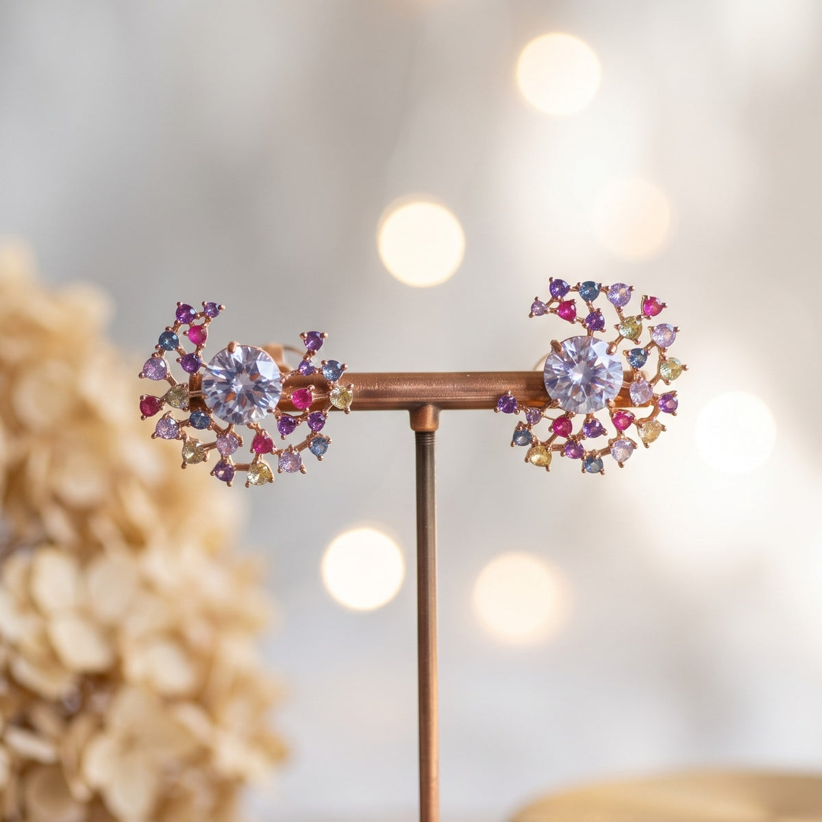 Confetti Swirl Rosé Gem Statement Studs