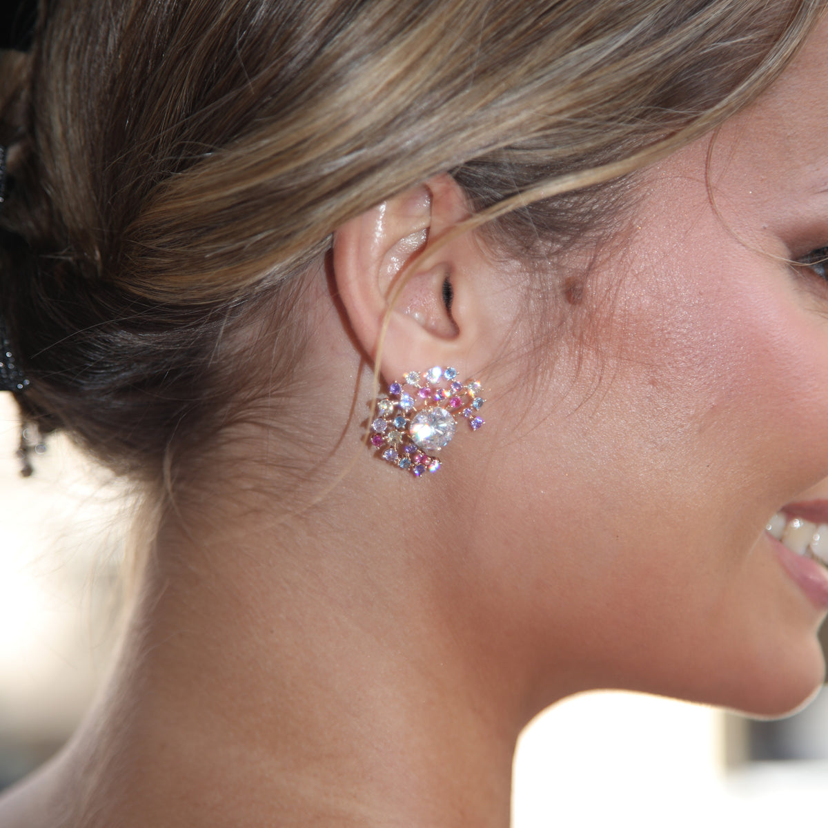 Confetti Swirl Rosé Gem Statement Studs