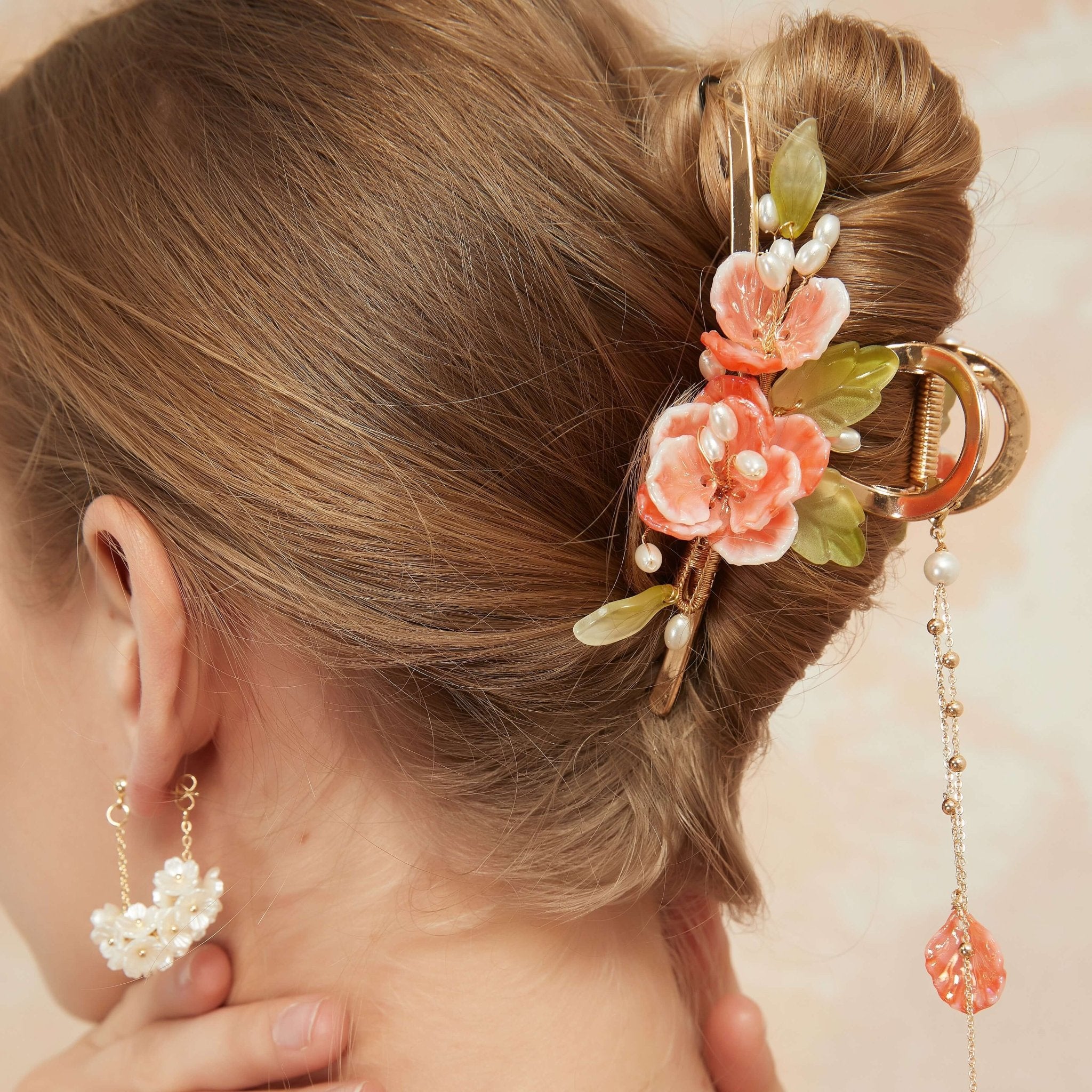 Spring Festival Camellia Hair Clawhair clawsJewelryBlossomuniqueflowerearringsgiftforhermothergiftdaughtergiftbirthdaygiftanniversarygift