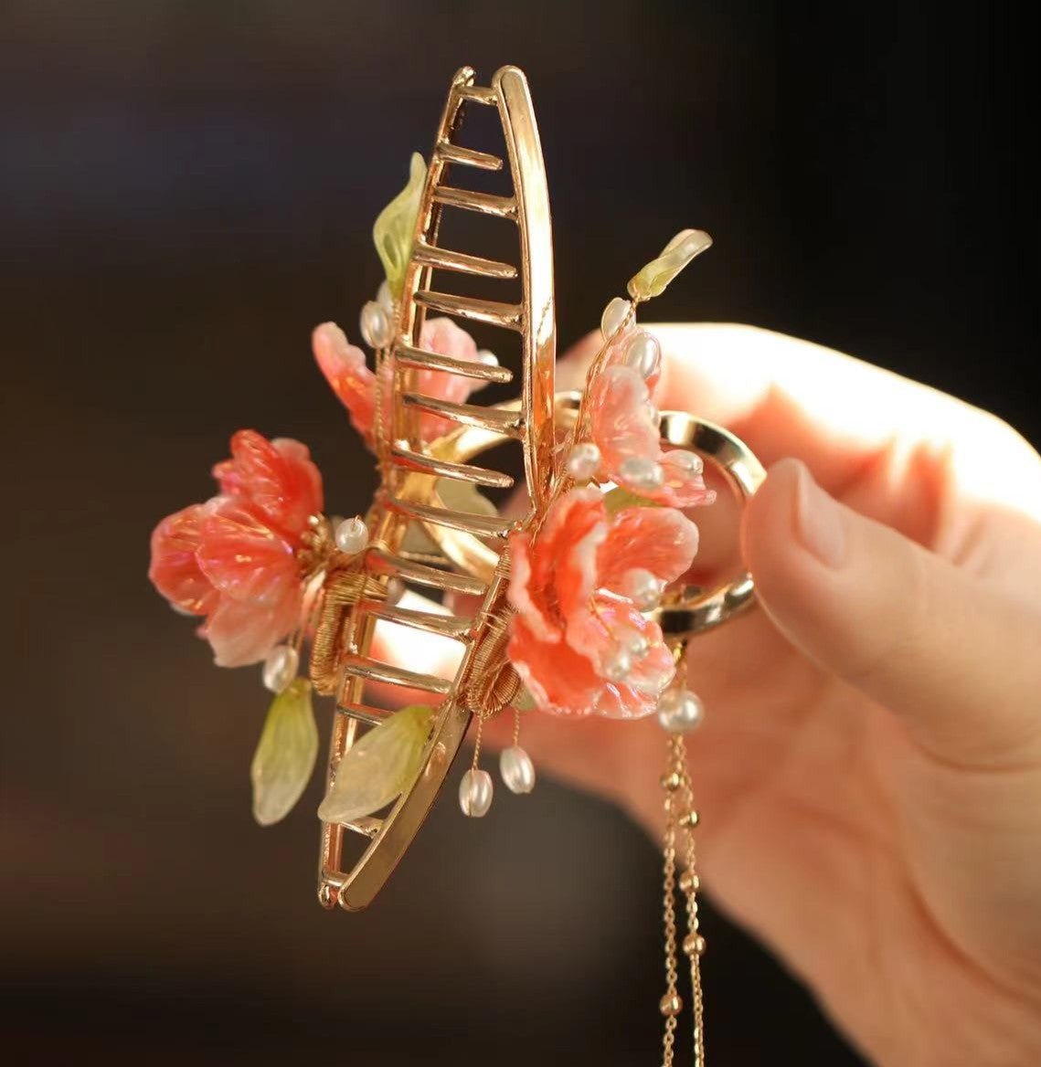 Spring Festival Camellia Hair Clawhair clawsJewelryBlossomuniqueflowerearringsgiftforhermothergiftdaughtergiftbirthdaygiftanniversarygift