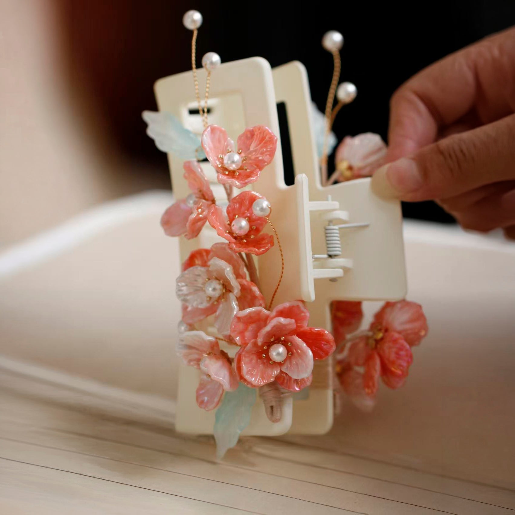 Spring Festival Camellia Large Hair Clawhair clawsJewelryBlossomuniqueflowerearringsgiftforhermothergiftdaughtergiftbirthdaygiftanniversarygift