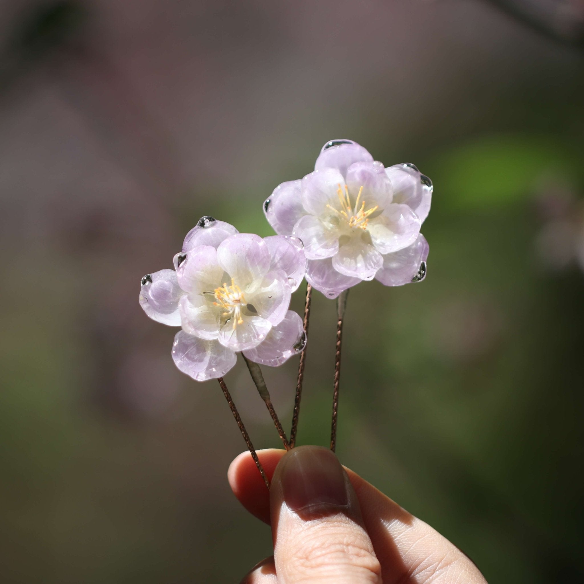 Spring Rain Cherry Blossom Hairpins (2 - Piece)Hair ClipsJewelryBlossomuniqueflowerearringsgiftforhermothergiftdaughtergiftbirthdaygiftanniversarygift
